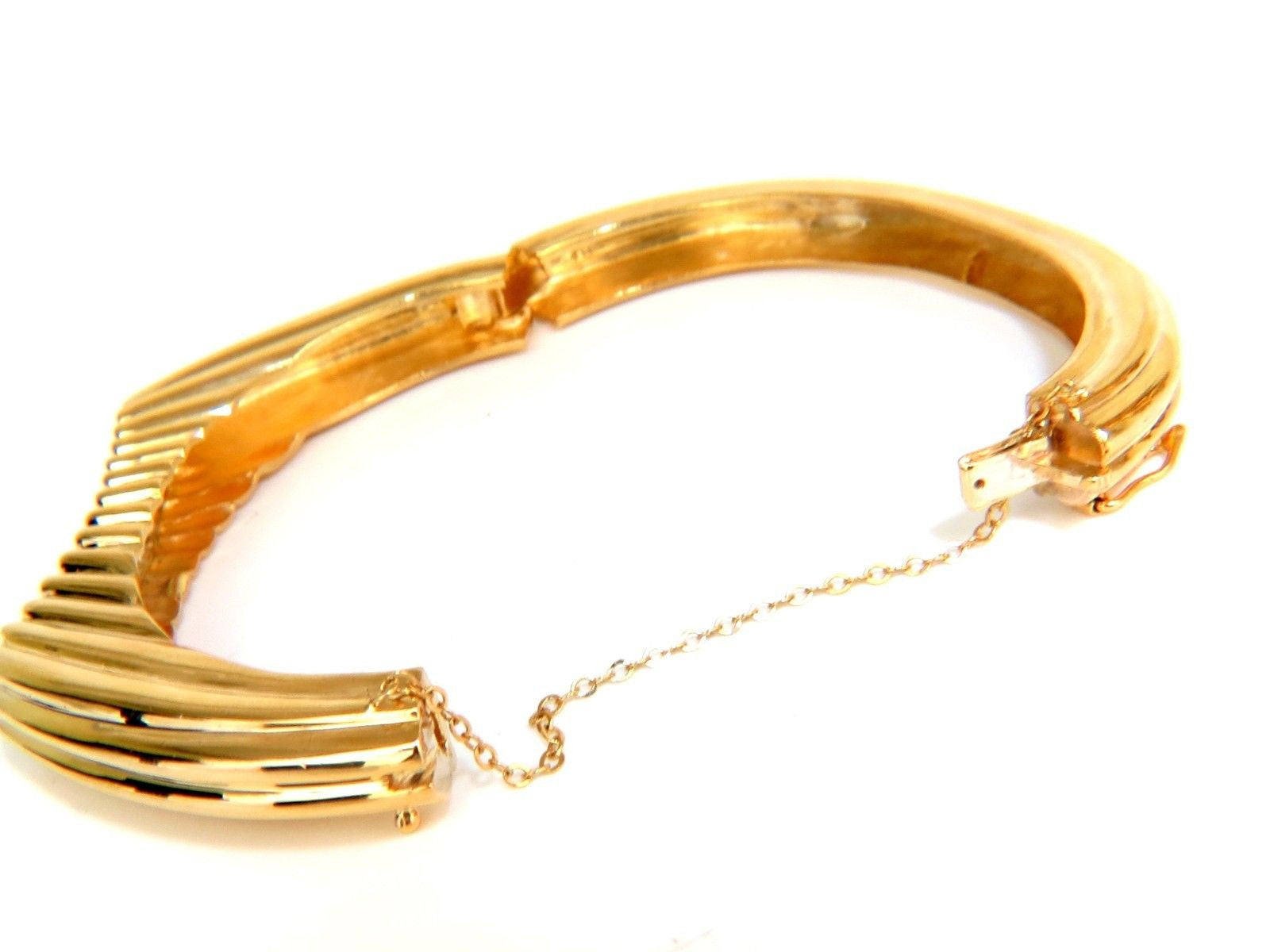 2.30CT Inverted Arch Grilled Wave Retro 14K Gold Diamond Bangle Bracelet for Women - Elegant Vintage Jewelry Gift for Anniversary, Wedding & Special Occasions