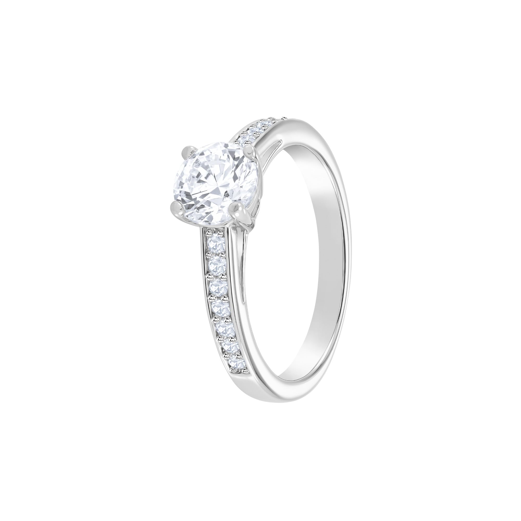 Swarovski Attract Ring - Rhodium Finish, Clear Crystals for Elegant Occasions