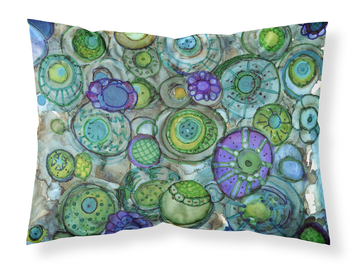 Caroline's Treasures 8962PILLOWCASE Blue Green Abstract Print Pillow Cover - Standard Size Soft Lightweight Easy Care Decorative Bedding for Home Decor, Living Room & Guest Room