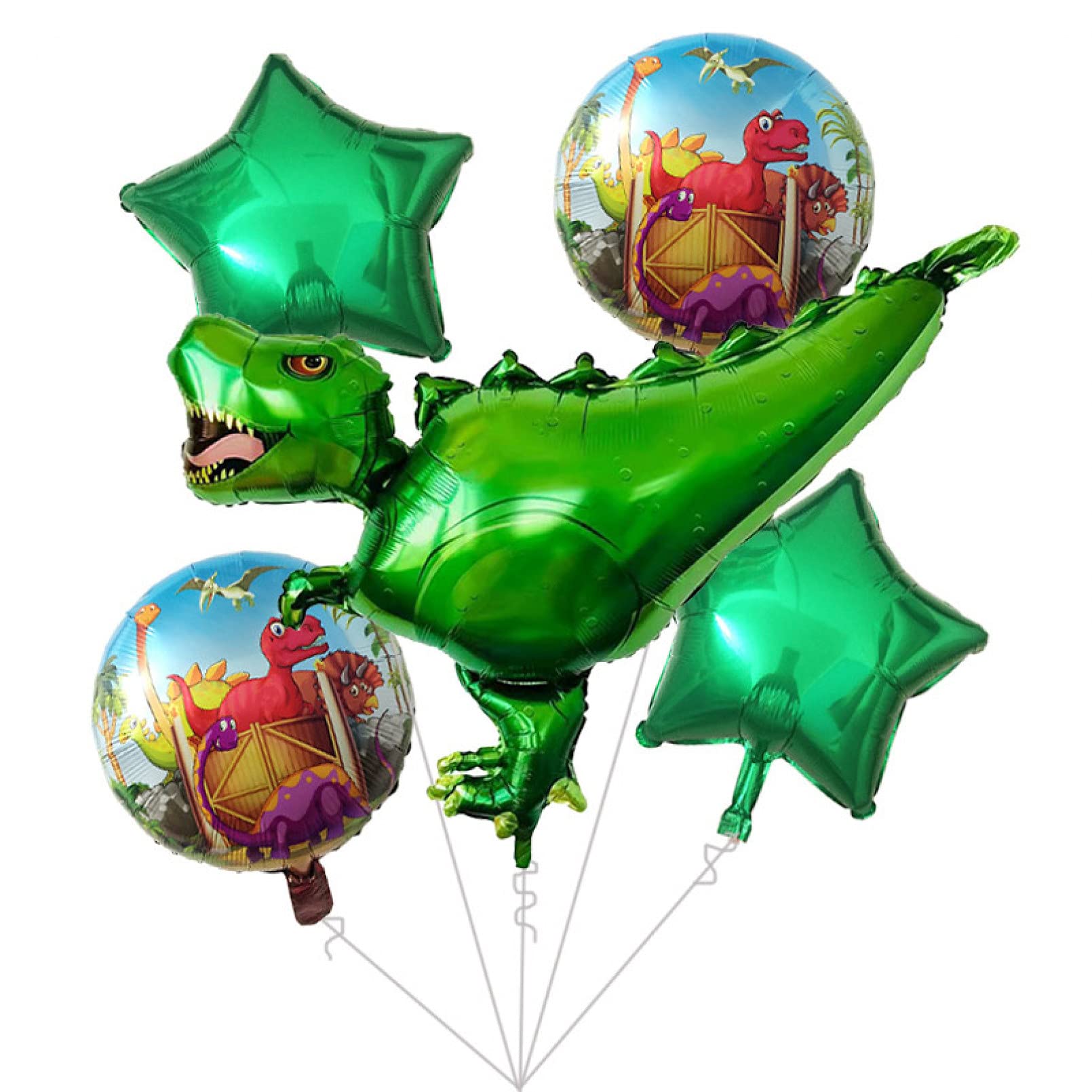 5pcs Large Dinosaur Foil Balloons for Baby Shower, Birthday Party Decorations - Animal Themed Balloons for Kids, Perfect for Jurassic Theme Parties and Nursery Decorations