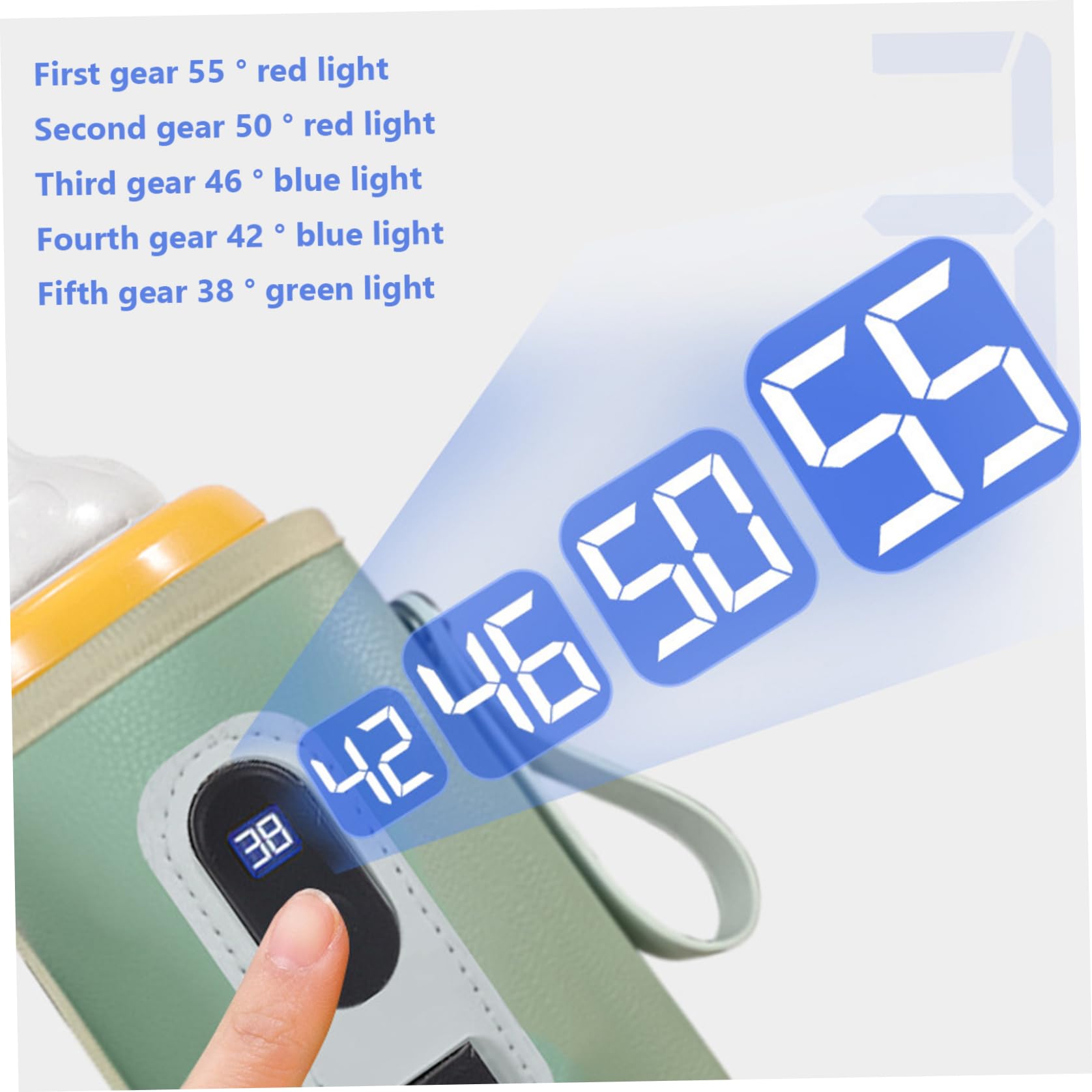 **USB Baby Bottle Warmer - 5 Adjustable Temperature Settings with LCD Display, Portable Breast Milk Bottle Heating Bag for Indoor & Outdoor Use - Perfect for Travel, Home, and On-the-Go Parents**