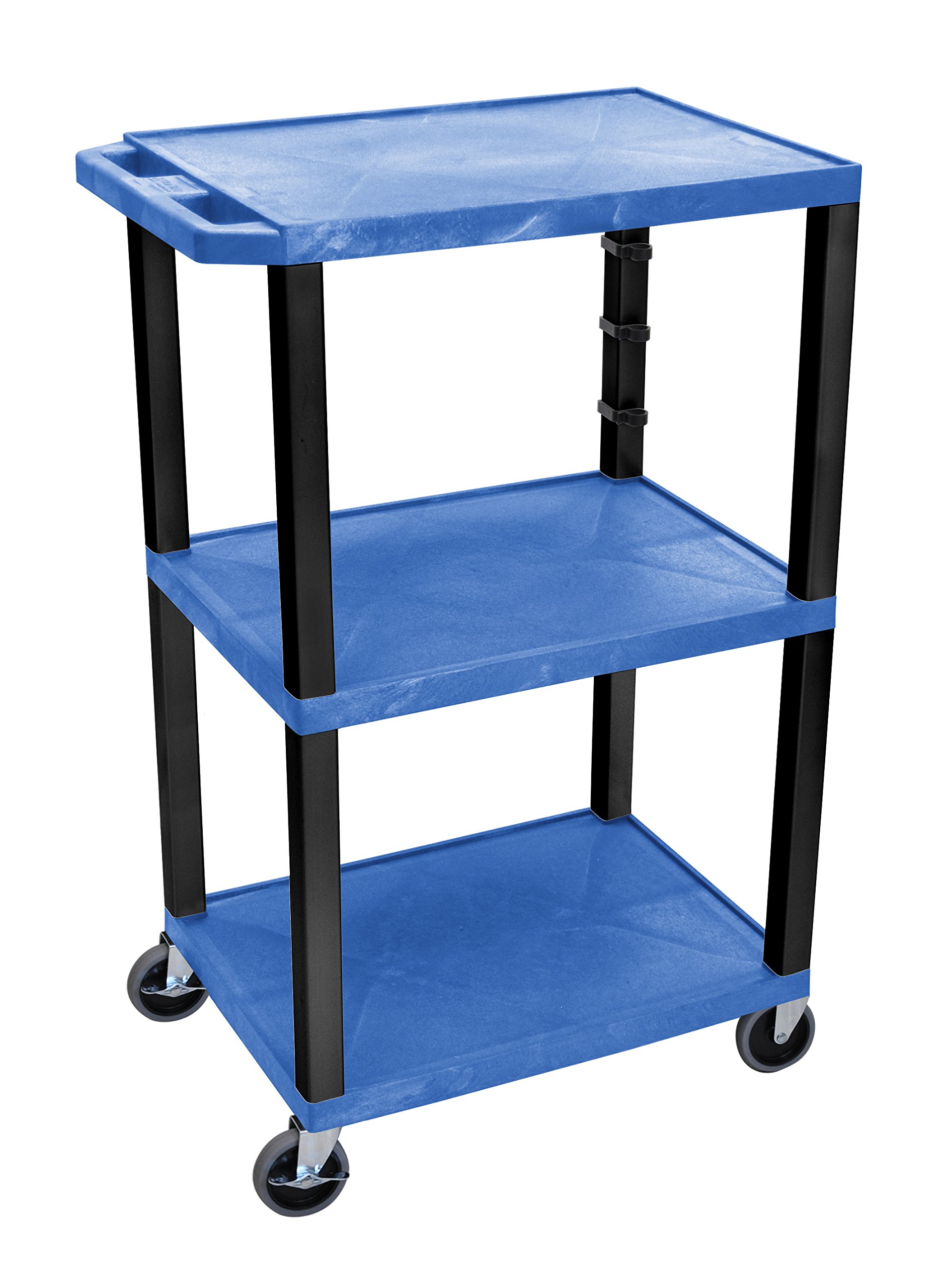 DMD 3-Tier Multi-Purpose Utility Cart with Wheels - Heavy Duty Rolling Storage Cart for Kitchen, Office, Garage - Electric Blue with Black Legs - Perfect for Organizing Supplies, Tools, and Household Items