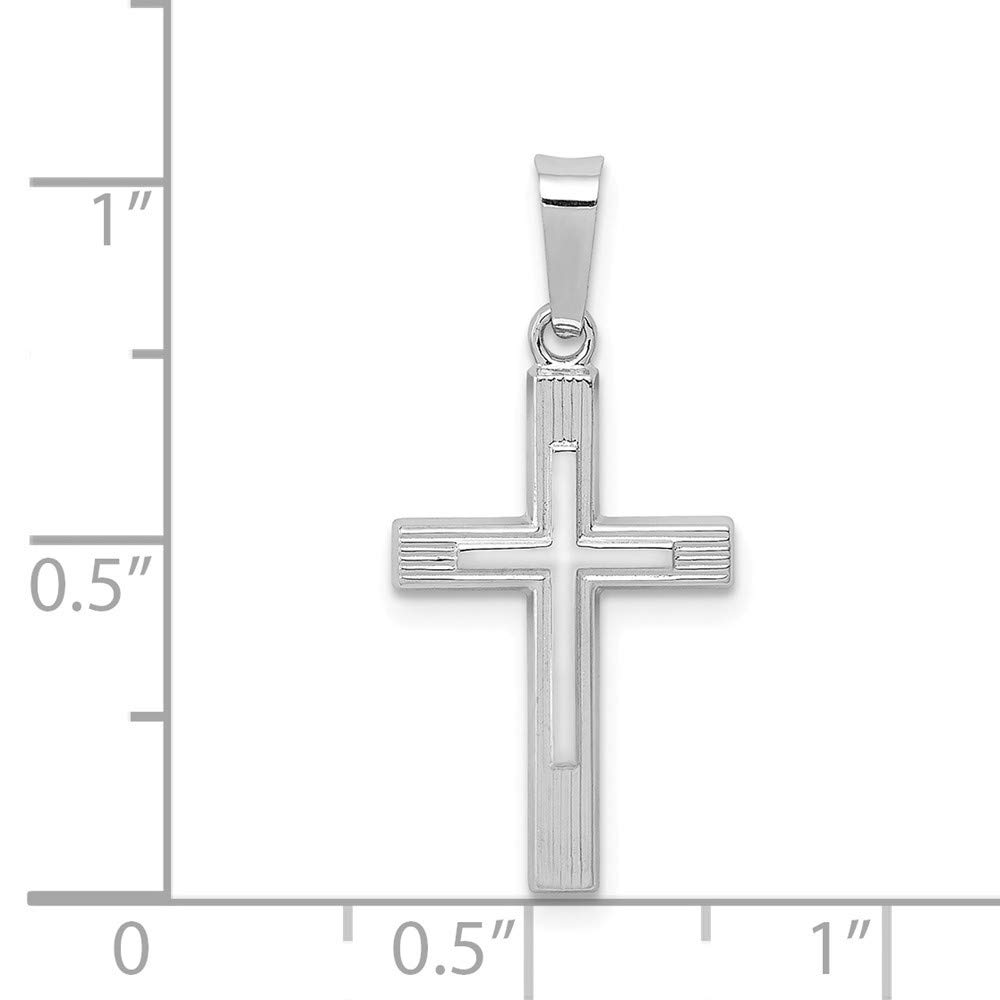 14K White Gold Polished Latin Cross Pendant - Roy Rose Jewelry for Women, Men | Elegant Religious Necklace for Baptism, First Communion, Confirmation & Daily Wear