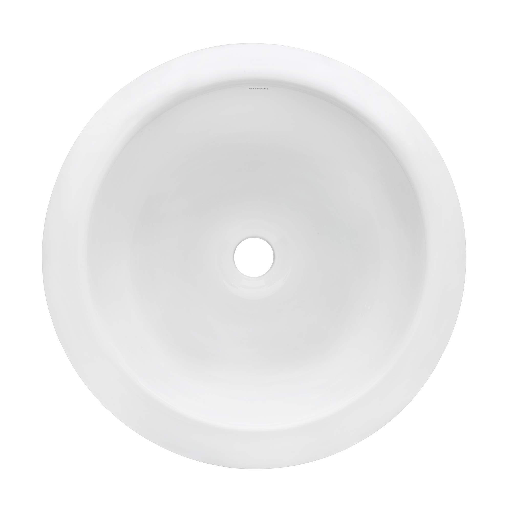 Ruvati 18 Inch White Round Porcelain Vessel Sink - RVB0318 | Above Counter Bathroom Vanity Sink | Modern Ceramic Basin for Powder Room, Guest Bath & Master Bathroom | Small Circular Sink with Elegant Design