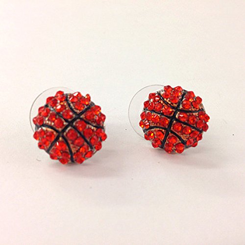 Sparkling Rhinestone Basketball Stud Earrings for Women - Perfect Sports Team Gift for Mom, Volleyball Players & Athletes - Trendy Fashion Jewelry for Games, Parties & Casual Wear