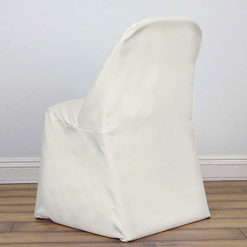100 Pack White Round Polyester Chair Covers - Washable Folding Seat Covers for Wedding, Party, Banquet & Special Events - Elegant Table Decorations for Reception, Ceremony & Dining Room Setup