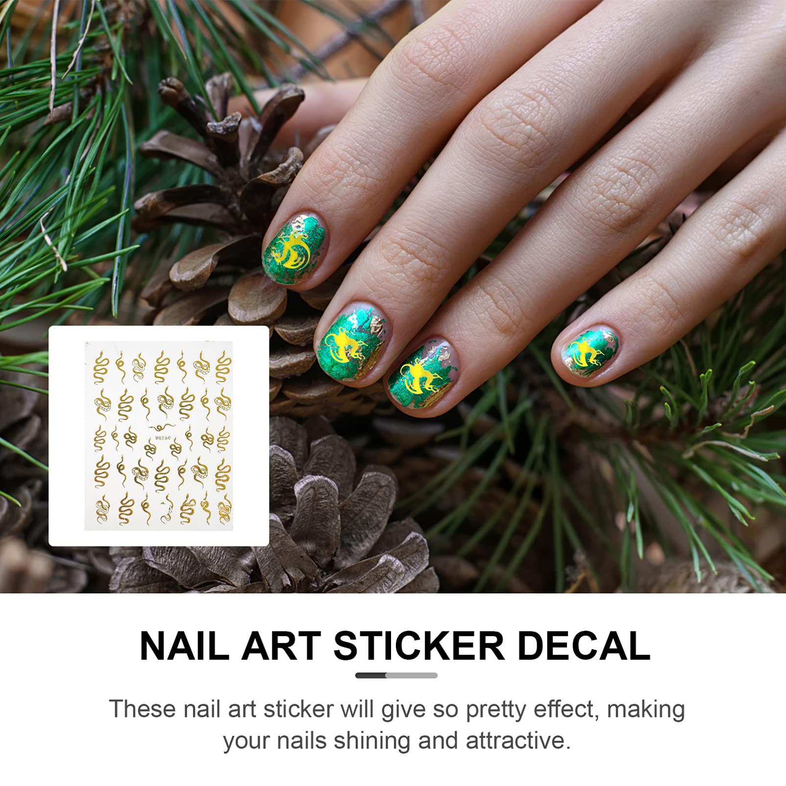 EXCEART 8 Sheets Dragon Snake Nail Art Stickers - Chinese Style Self-Adhesive Nail Decals for DIY Manicure, Nail Tips & Stencil Designs | Perfect for Home Nail Decoration, Parties & Special Occasions
