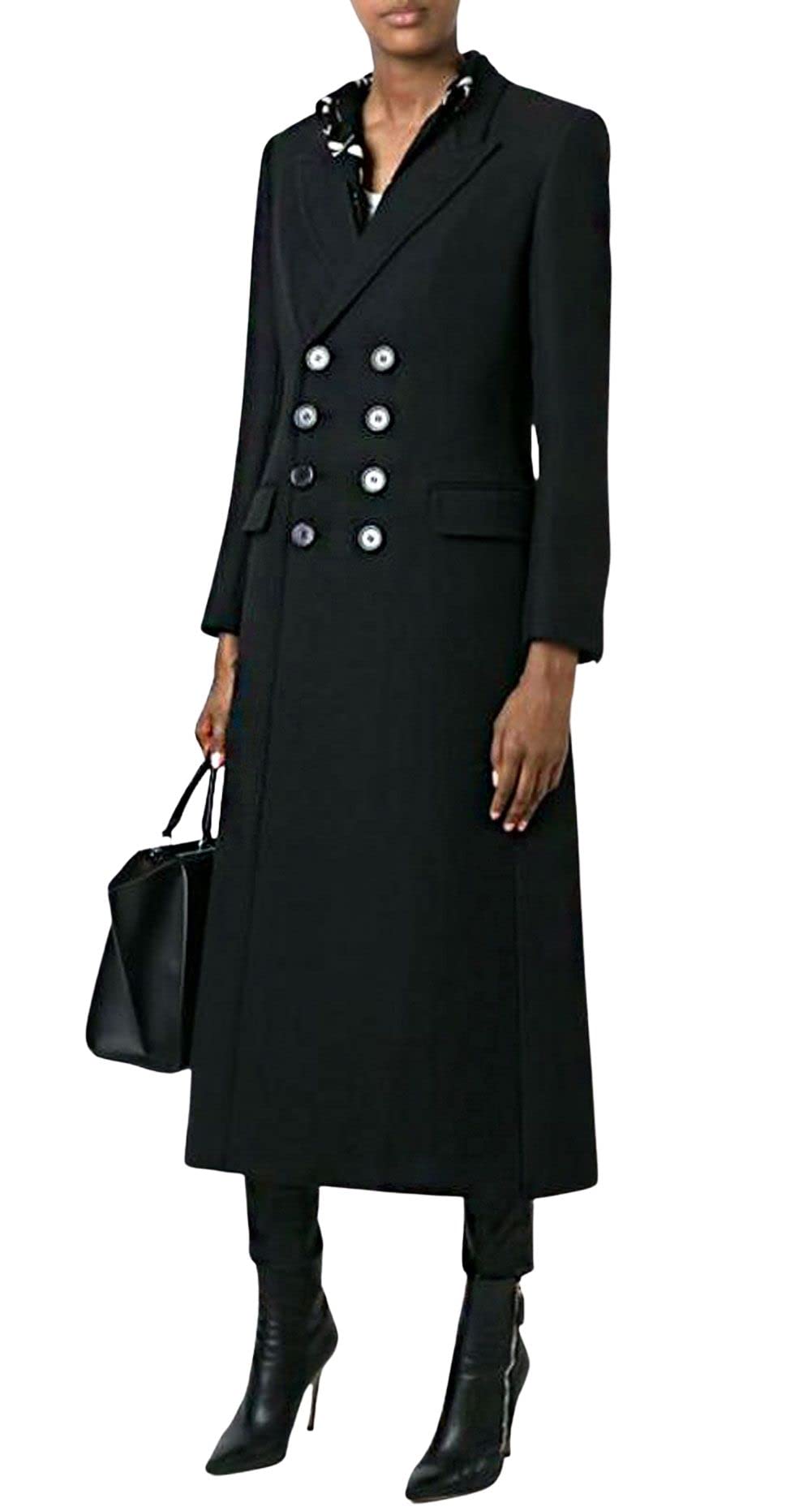 CHARTOU Women's Double Breasted Long Wool Trench Coat - Notched Collar Wool Blend Pea Coat for Fall & Winter | Office, Dating & Formal Occasions