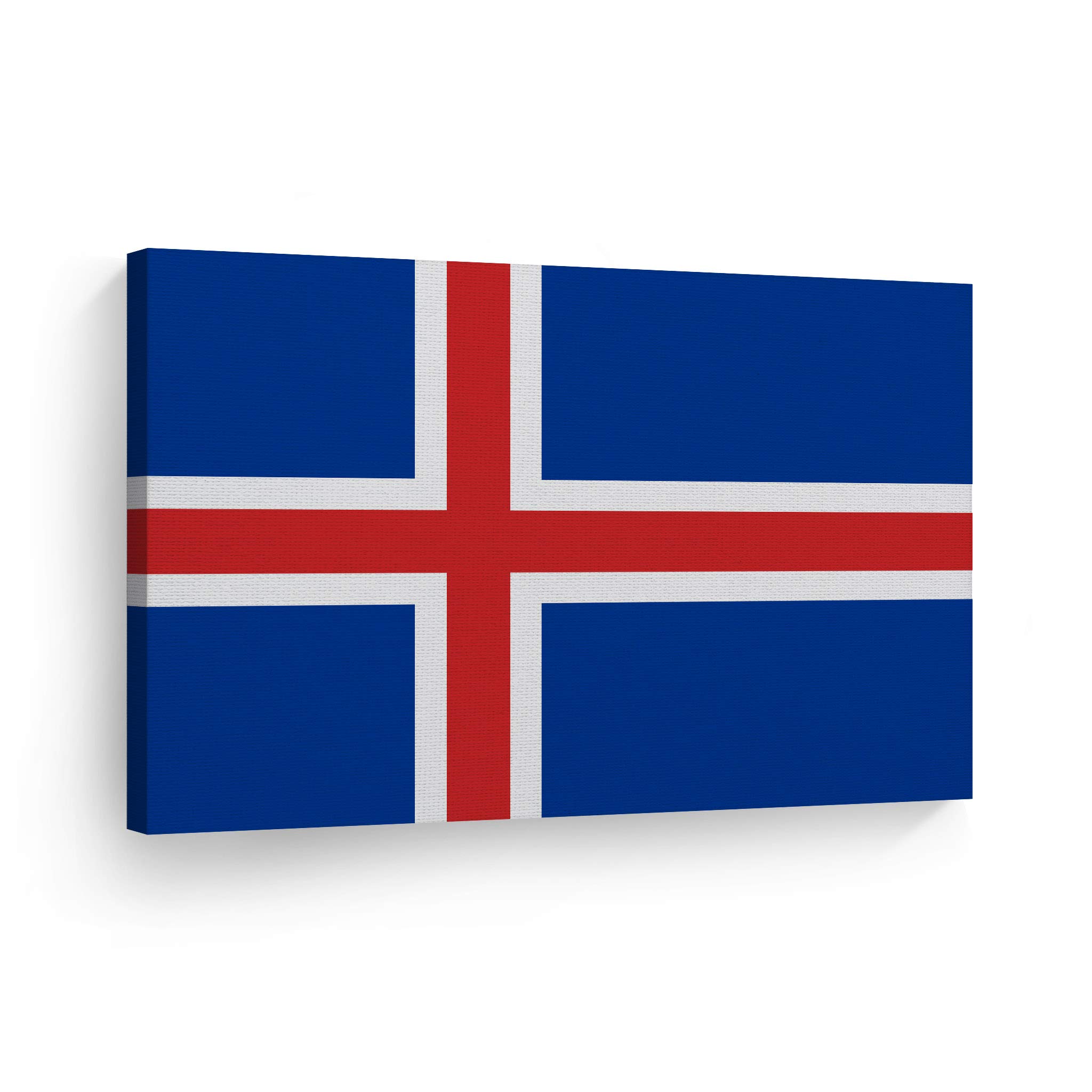 Iceland Flag Canvas Wall Art Print - 24x36 Inch Ready to Hang Modern Home Decor for Living Room, Bedroom, Office, Dorm, Man Cave & Bar | Made in USA | Perfect for Sports Fans, Country Pride & Nordic Theme Decorations