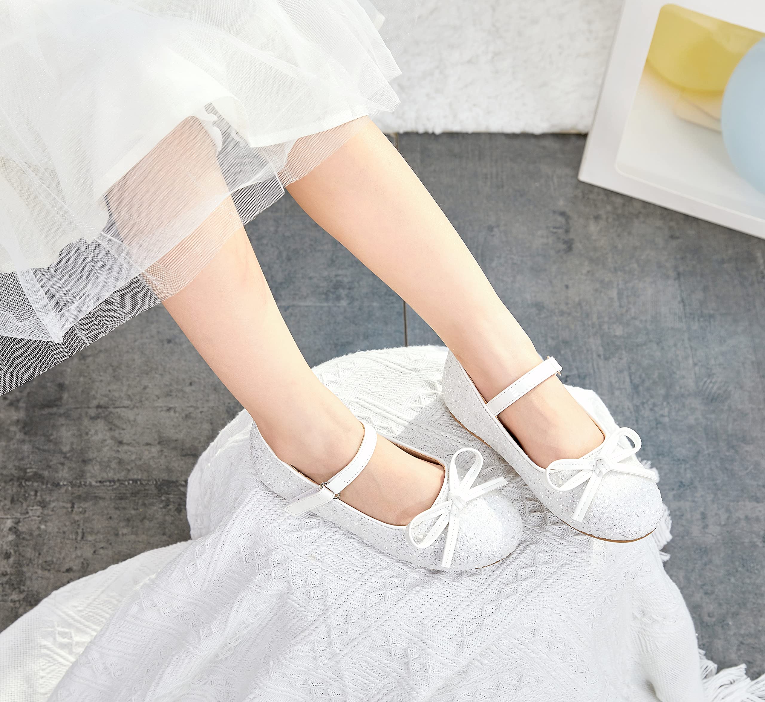 THEE BRON Toddler Girls Mary Jane Flats - Cute Ballerina Dress Shoes for Little Girls - Perfect for Weddings, Parties & Special Occasions