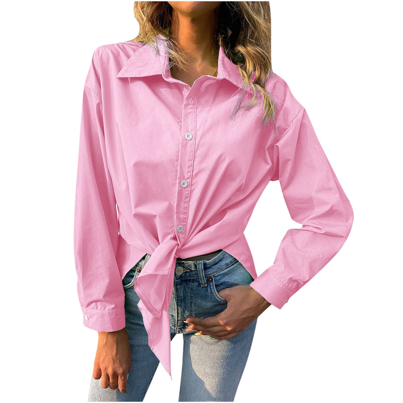 Women's Button Down Shirts 2023 | Elegant Long Sleeve Chiffon Blouses for Fall | Casual & Work Tops with Satin V-Neck | Perfect for Office, Date Night & Special Occasions