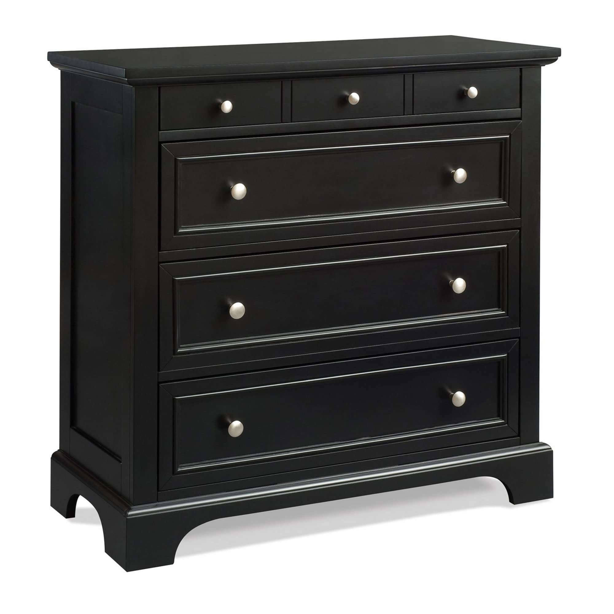 Home Styles Bedford Black Four Drawer Chest - Modern Bedroom Dresser with Spacious Storage | Perfect for Master Bedroom, Guest Room & Dorm Organization