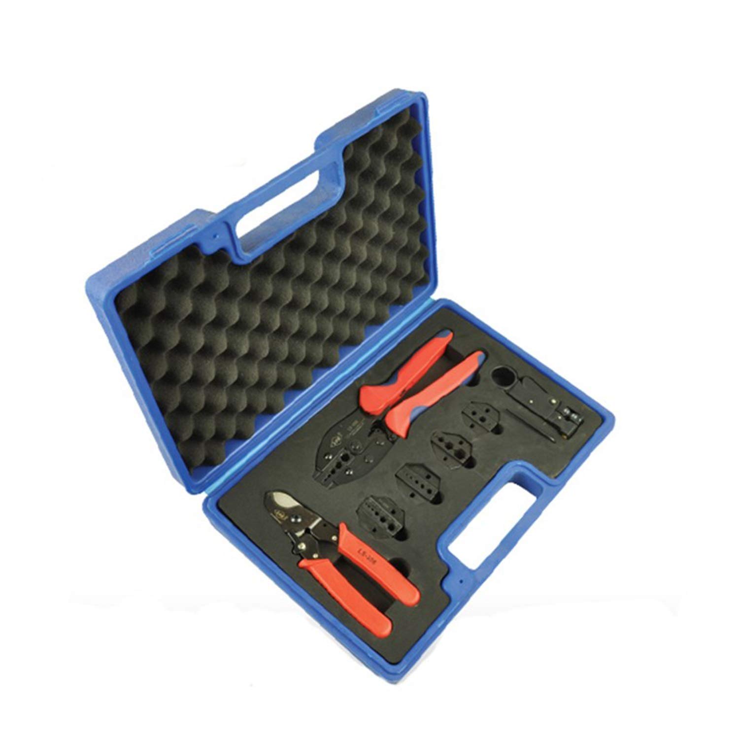 Professional Crimping Pliers Tool Kit with Cable Cutter, Wire Stripper & Interchangeable Dies - Multi-Functional Hand Tool Set for Electrical Work, DIY Projects & Network Installations