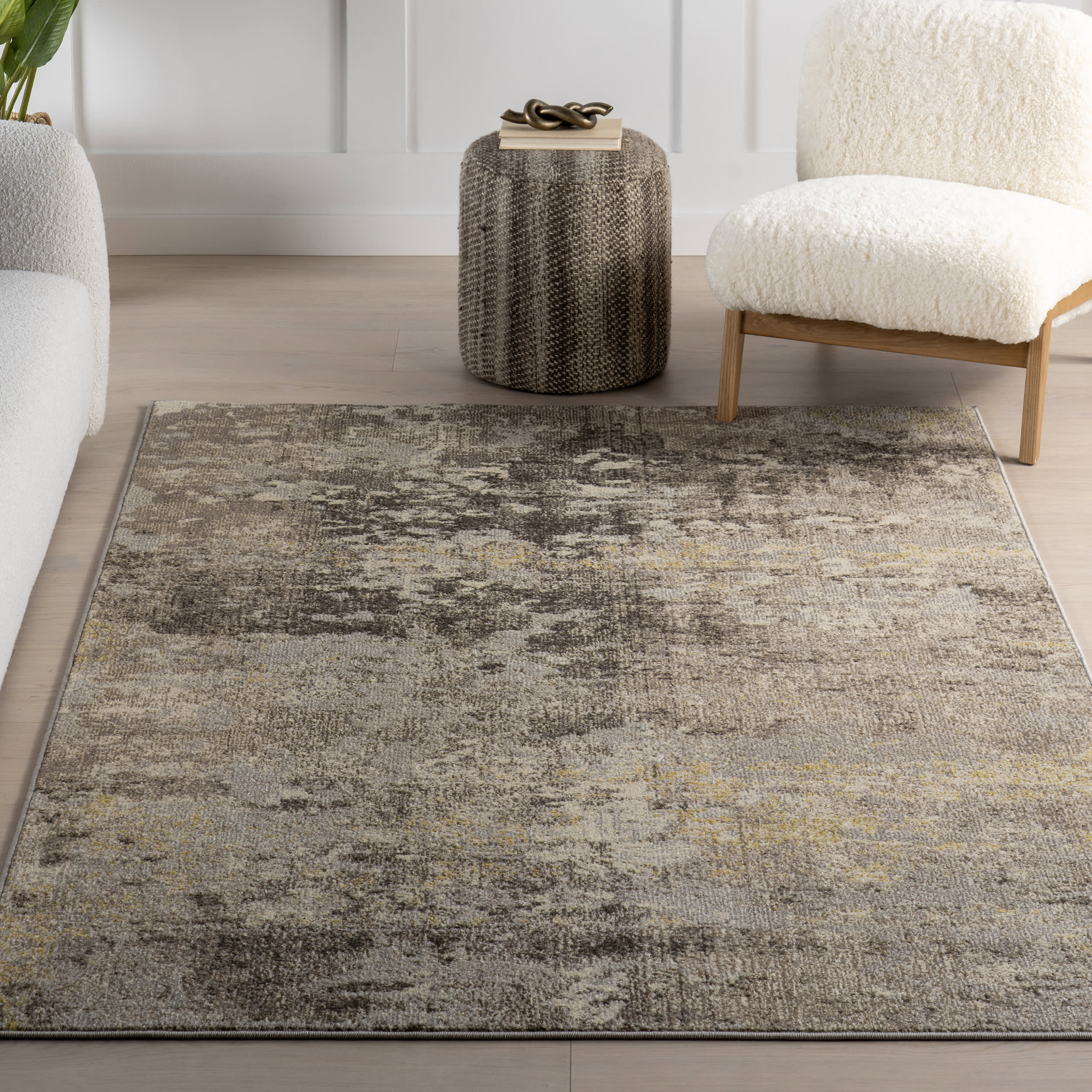 Abstract Nebula Area Rug in Beige - Soft Modern Boho Rug for Living Room, Bedroom, or Nursery Decor