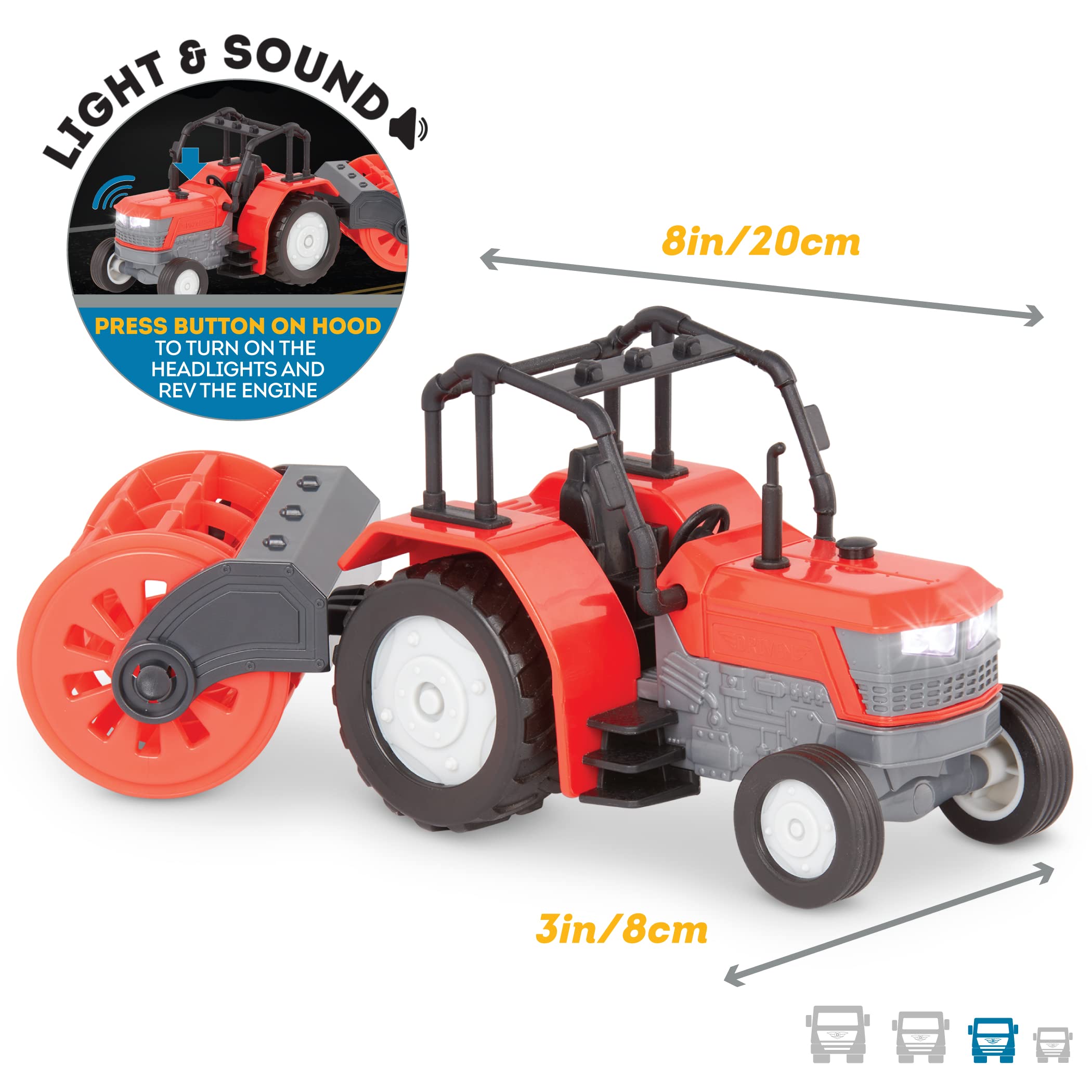 Realistic Farm Tractor Toy with Detachable Rotary Hoe & Engine Sounds - Light-Up Headlights & Interactive Features - Educational Vehicle Toys for 3+ Year Old Kids - Batteries Included - Perfect for Pretend Play, Farm-Themed Learning & Outdoor Adventures