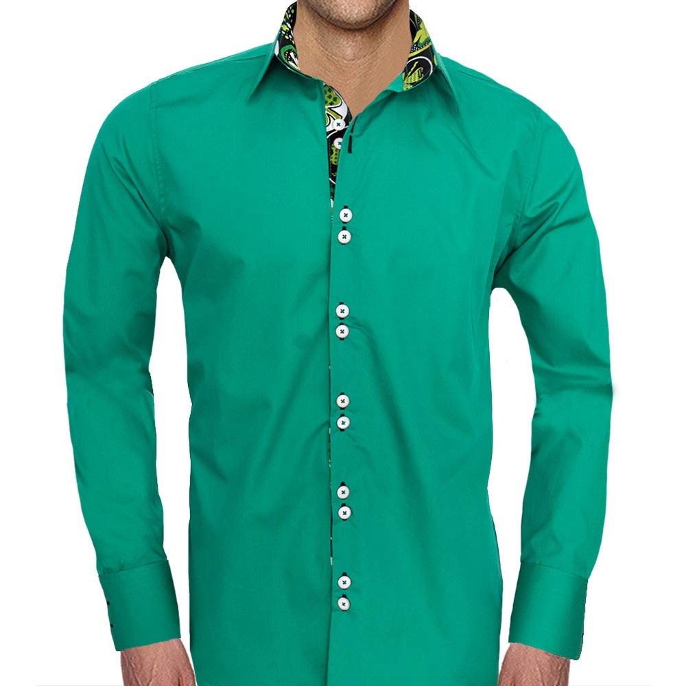 St. Patrick's Day Men's Dress Shirts | Shamrock Print Button Down Shirts for Men | Irish Themed Party & Pub Crawl Outfits