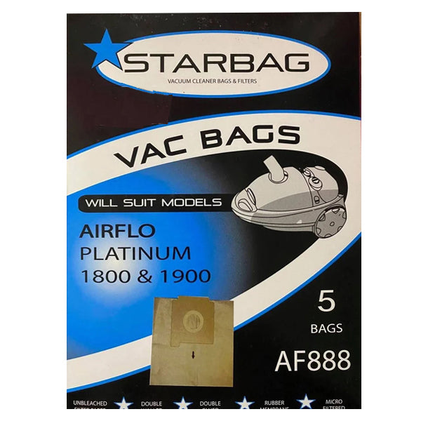Starbag AF888 Vacuum Cleaner Bags - 10 Pack, HEPA Filtration, Compatible with Most Upright & Canister Vacuums - Ideal for Pet Hair, Allergies & Home Cleaning