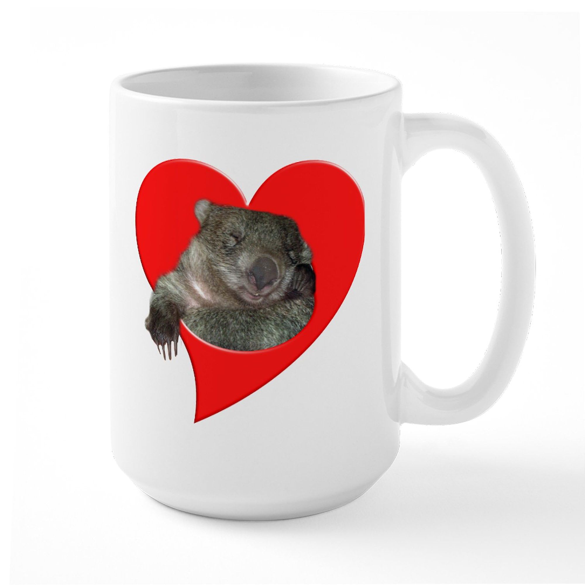 Wombat Love Large Coffee Mug - 15 oz White Ceramic Cup for Tea, Coffee & Hot Drinks - Perfect for Home, Office & Gifts