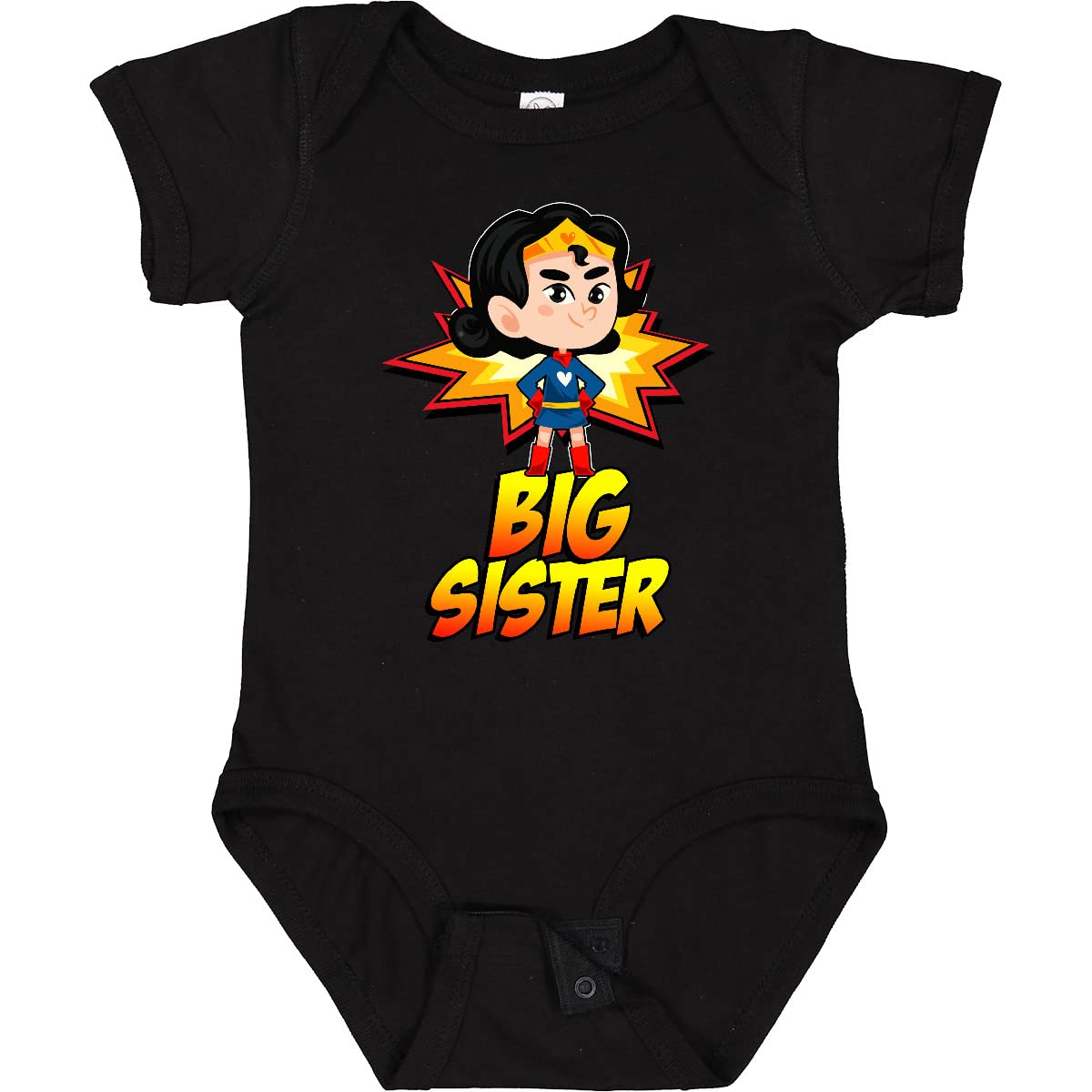 Inktastic Big Sister Superhero Baby Bodysuit - Cute Cotton Onesie for Newborn & Infant - Perfect Sibling Gift for Baby Shower & Birthday Celebrations