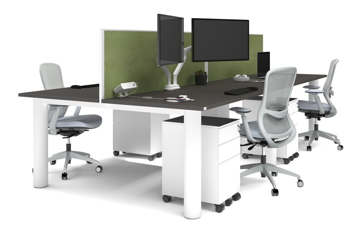Quadro Cylinder Leg 4-Person Office Workstation Desk - 1800L x 800W with Cable Management - Perfect for Collaborative Workspaces & Open Office Environments