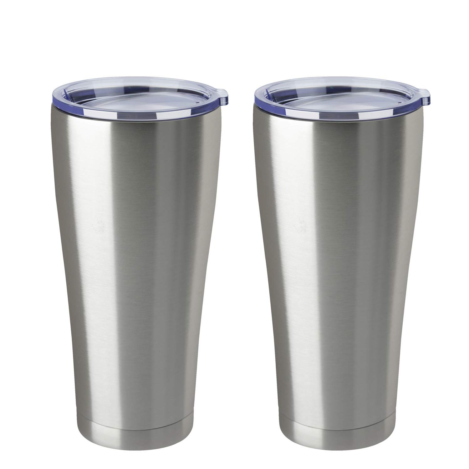 MEWAY 32oz Insulated Coffee Mug with Lid - Stainless Steel Travel Tumbler for Hot & Cold Drinks - Silver (2 Pack) - Perfect for Office, Commuting, Camping & Outdoor Activities