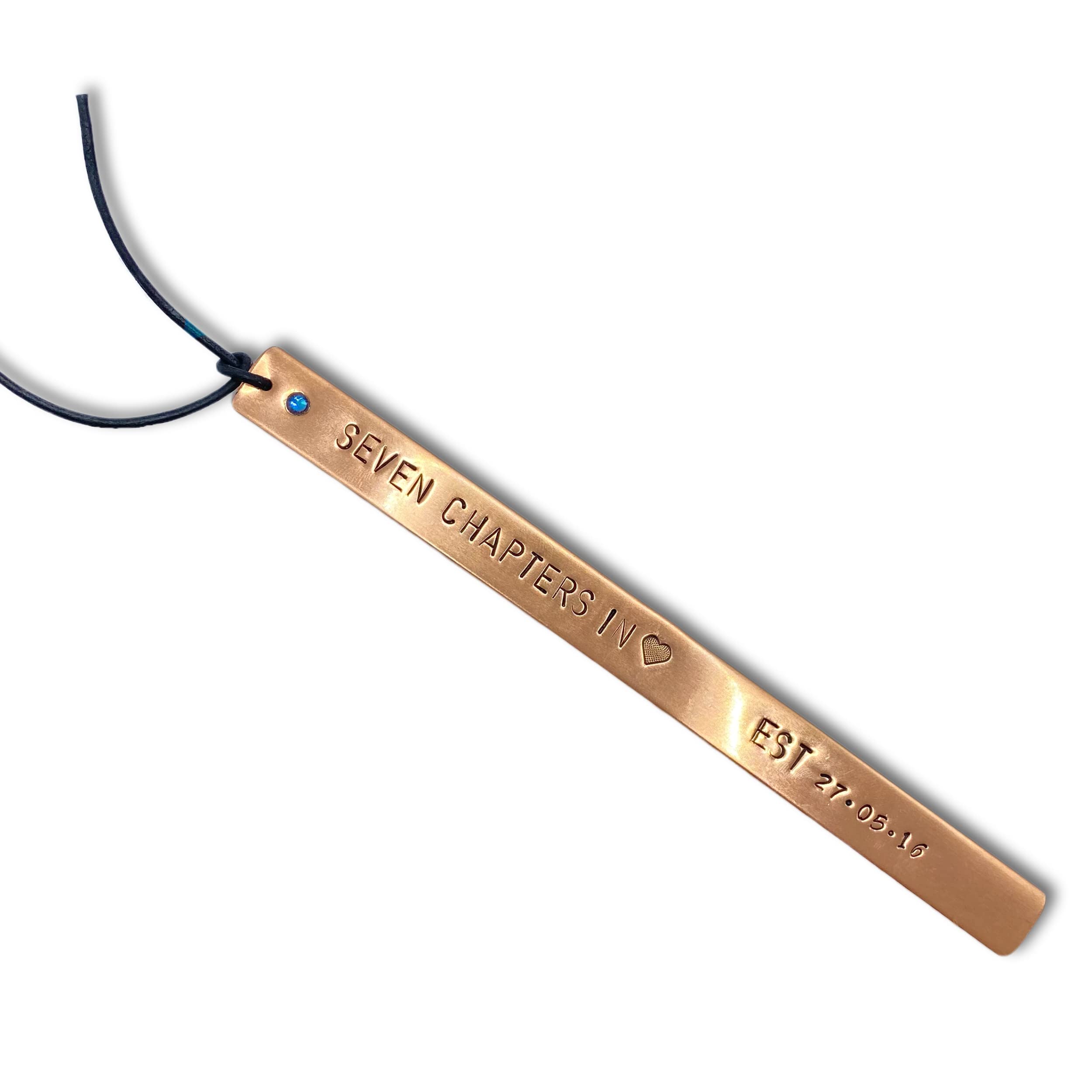 7th Anniversary Copper Bookmark with Birthstone Crystal - Personalized Custom Quote Bookmark for Book Lovers - Perfect 7 Year Wedding Anniversary Gift & Reading Accessory for Couples, Bookworms, and Bibliophiles