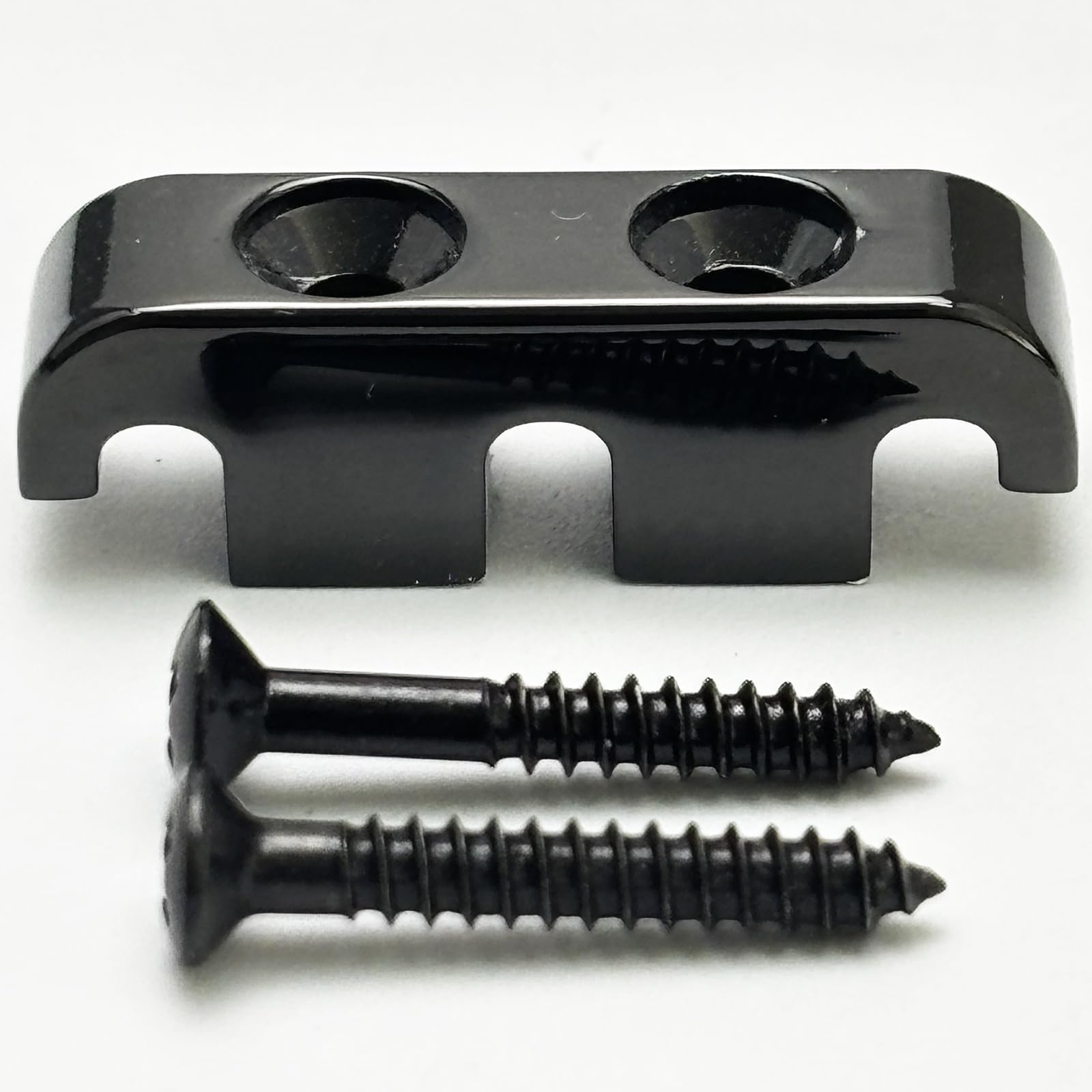 Black Bass Head Retainer for Electric Bass Guitar - 3-String Retainer with Mounting Screws & String Tree | Replacement Bass String Parts for Guitar Maintenance & Setup | Perfect for DIY Guitar Repair & String Action Adjustment