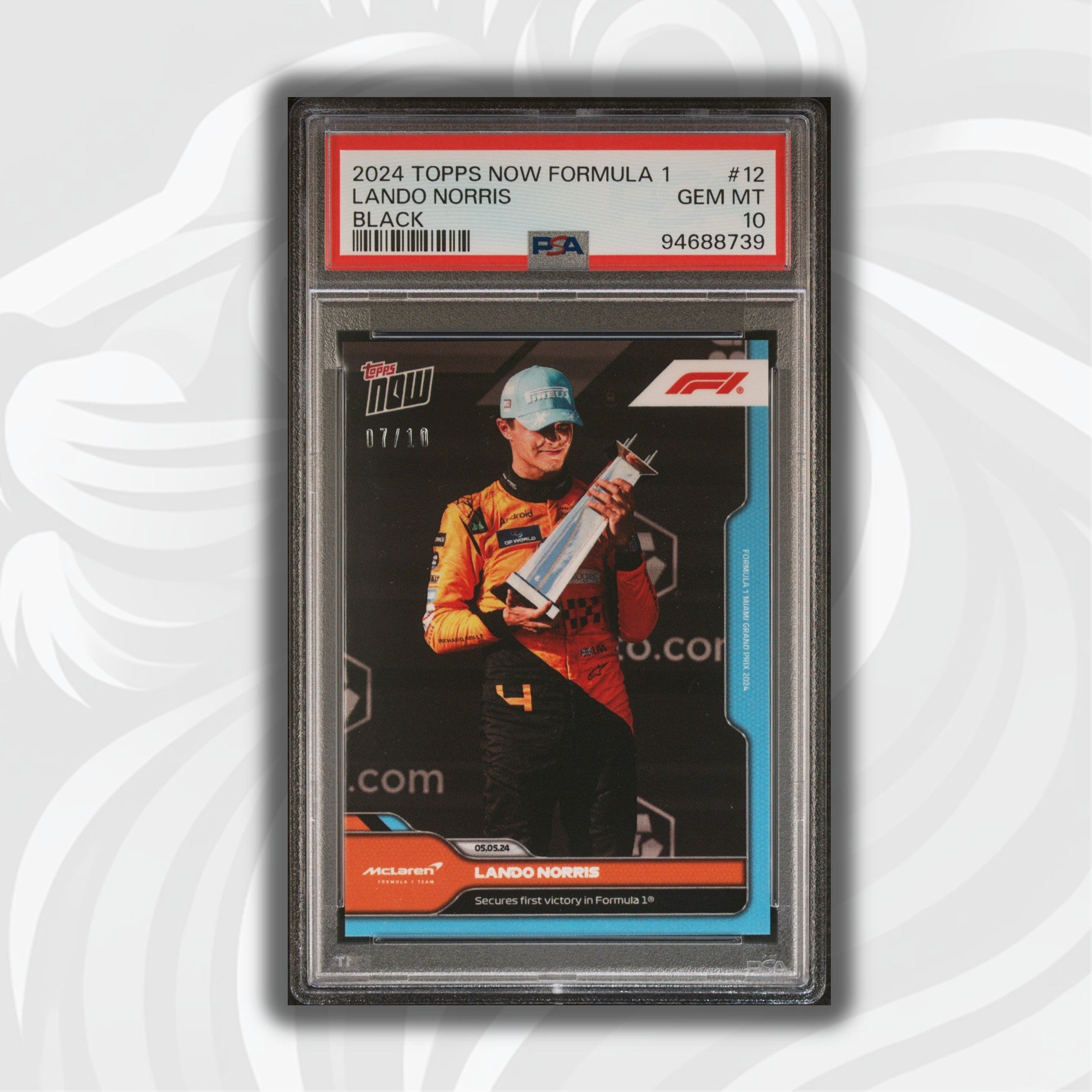 2024 Topps Now Lando Norris #12 Black PSA 10 Graded Card - Perfect for F1 Collectors, Racing Fans & Memorabilia Enthusiasts