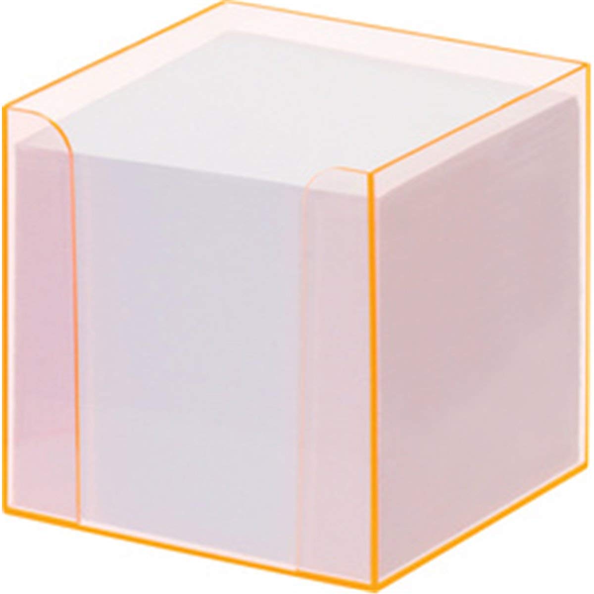 9907/1 Clear Orange Note Box - Transparent Storage for Office, School & Home Organization - Perfect for Sticky Notes, Index Cards & Small Supplies