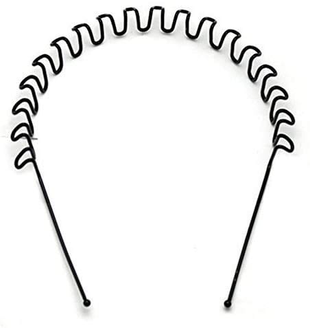 Unisex Metal Zigzag Headband - Black Wavy Non-Slip Hair Band for Men & Women | Perfect for Sports, Workouts, Fashion & Everyday Wear (1 Piece)