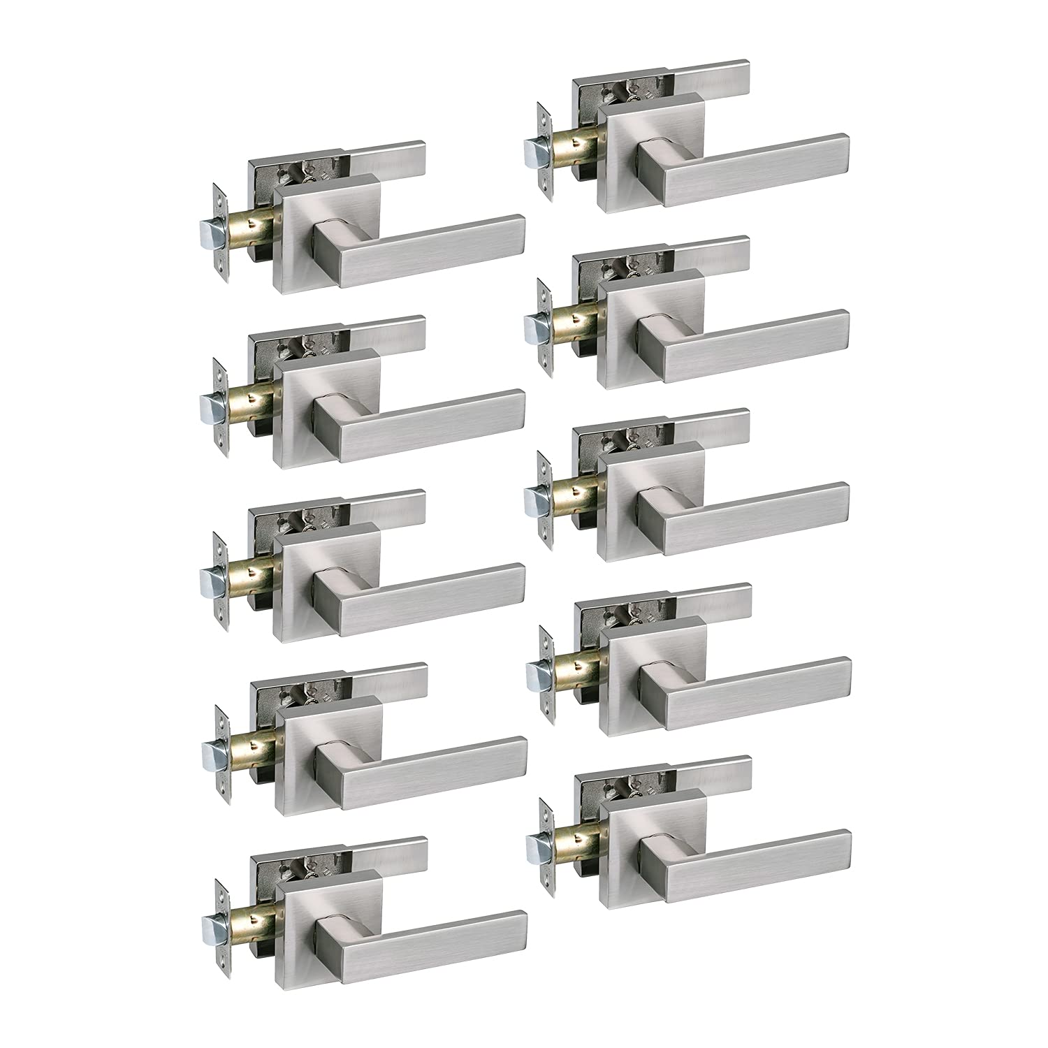 **Heavy Duty Hall/Closet Lever Handle Lock - Satin Nickel Finish, Secure Passage Door Lock for Home & Office Use**    *(Use Case: Ideal for interior doors, closets, hallways, and office spaces, providing durability and sleek style.)*