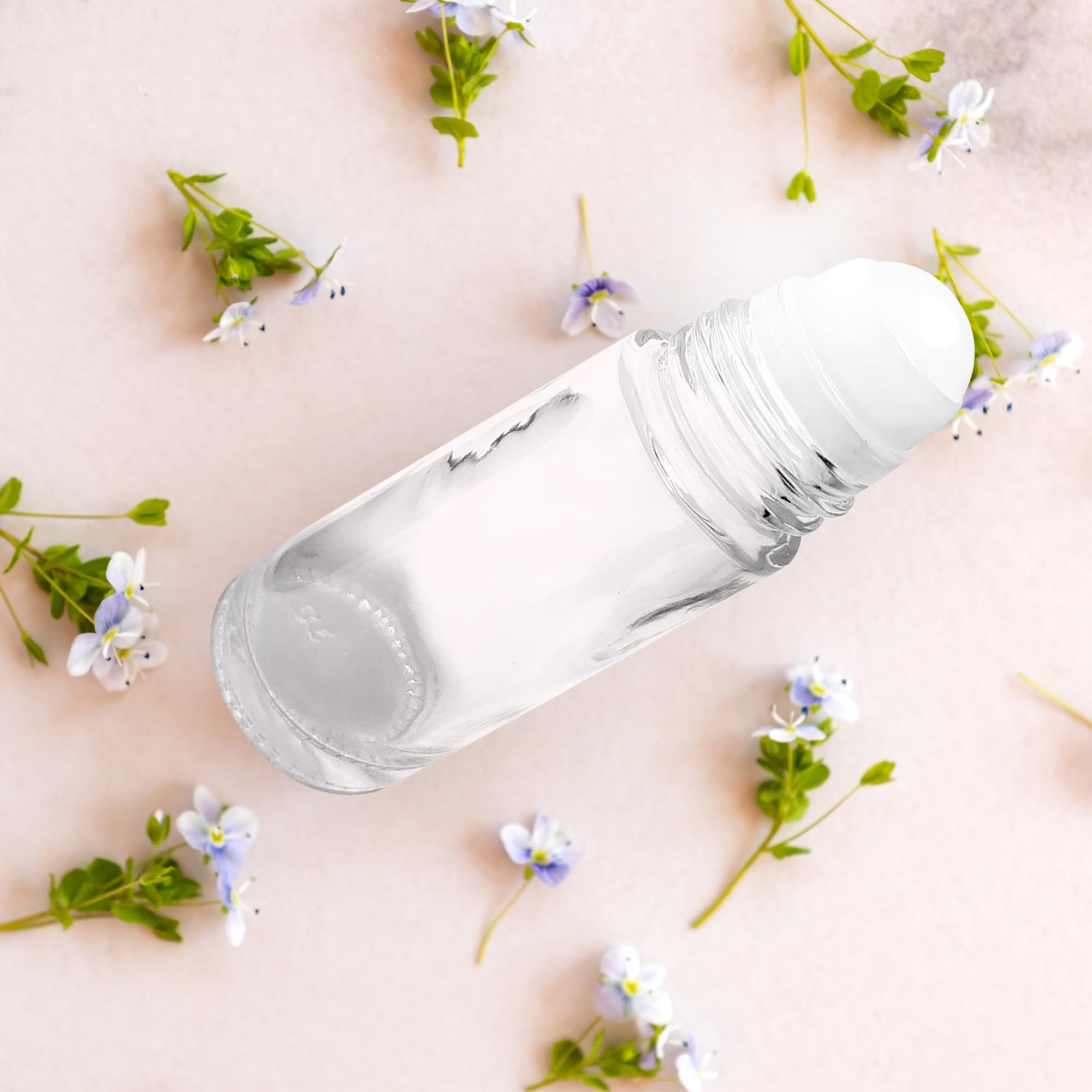 12 Pack 1 oz (30ml) Clear Refillable Roll On Glass Bottles with Rollers - Perfect for Essential Oils, Perfumes, Aromatherapy & DIY Skincare Products