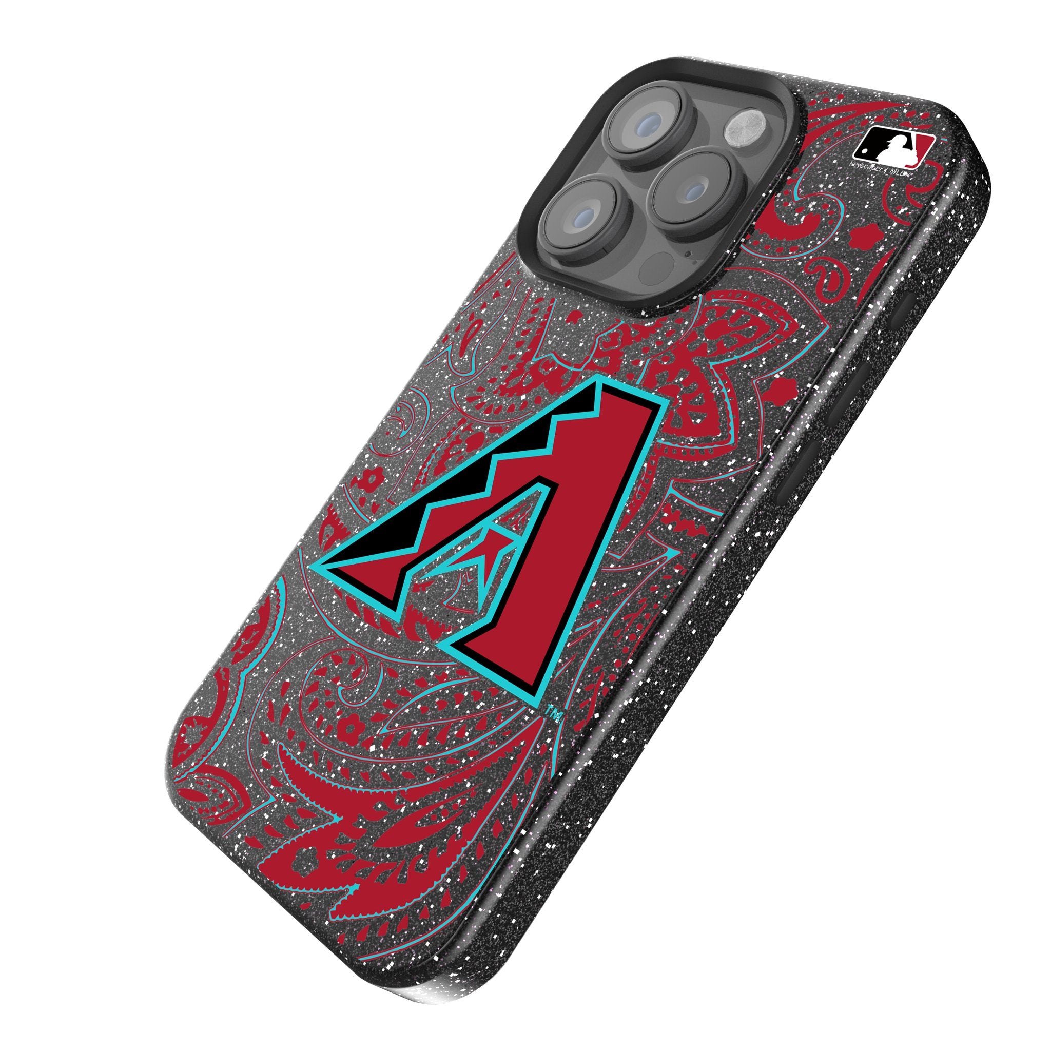 Arizona Diamondbacks Paisley Bling Rhinestone Phone Case for iPhone & Samsung - Stylish Protective Cover for Baseball Fans & Game Day Outfits