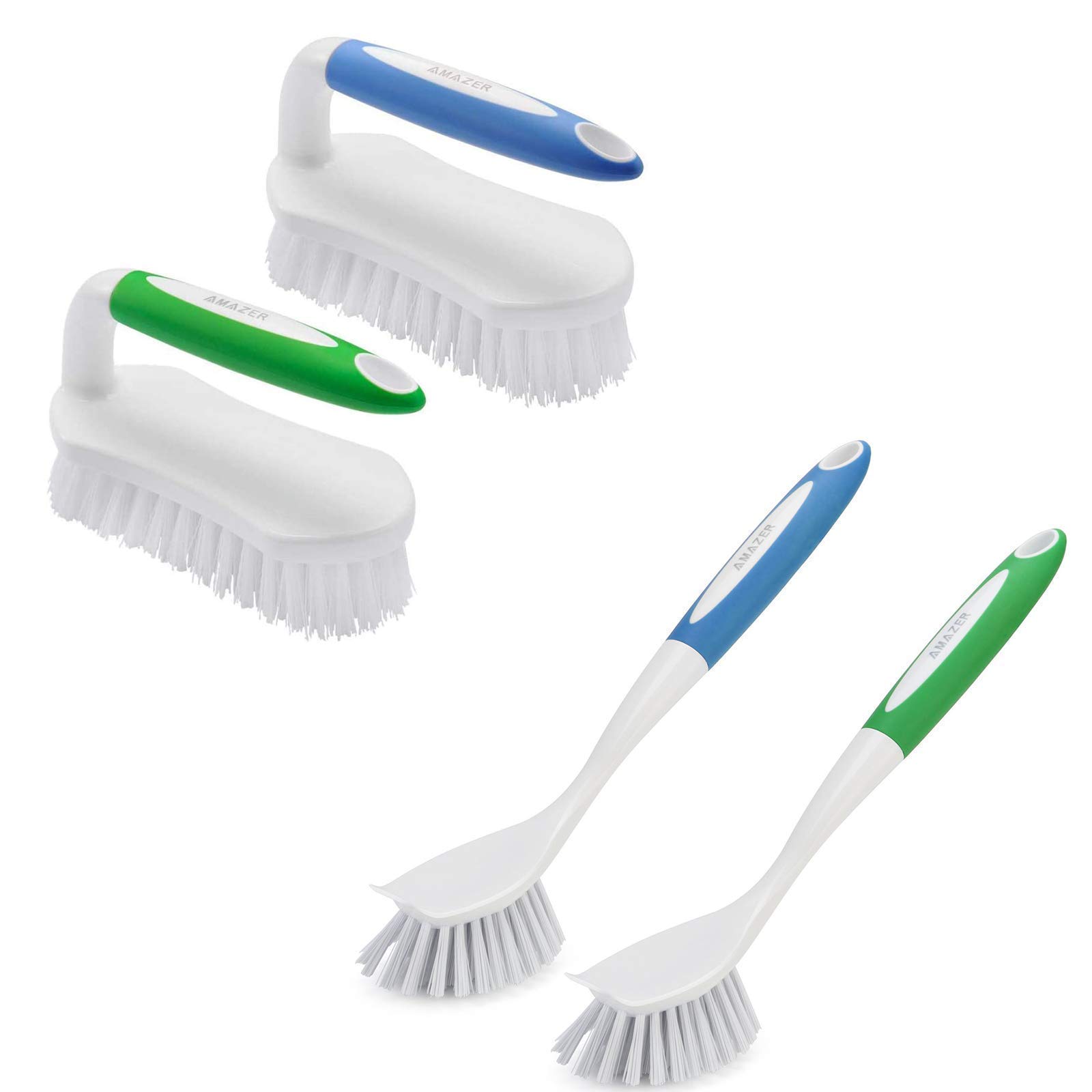 Premium Scrub Brush and Dish Brush Set with Comfort Grip Handle - Heavy Duty Cleaning for Kitchen, Bathroom, Carpet, Tiles & Hard Surfaces | Perfect for Deep Cleaning Stains, Grime & Grease