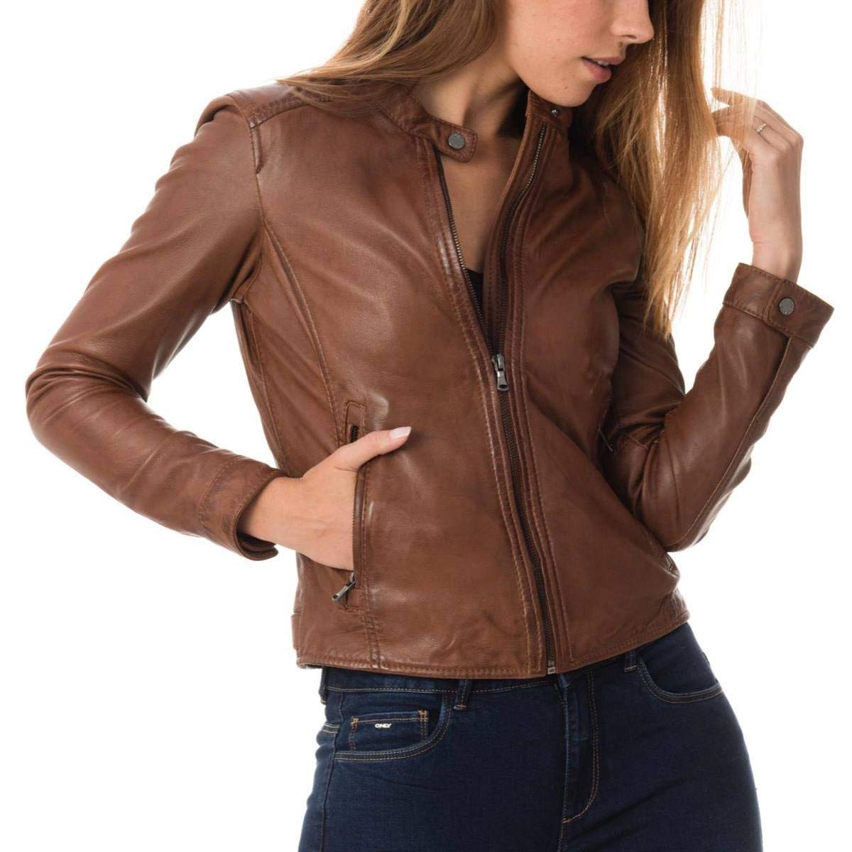 KYZER KRAFT Women's Real Lambskin Leather Jacket - Bomber Motorcycle Biker Jacket for Women | Stylish Outerwear for Riding, Casual Wear & Night Out