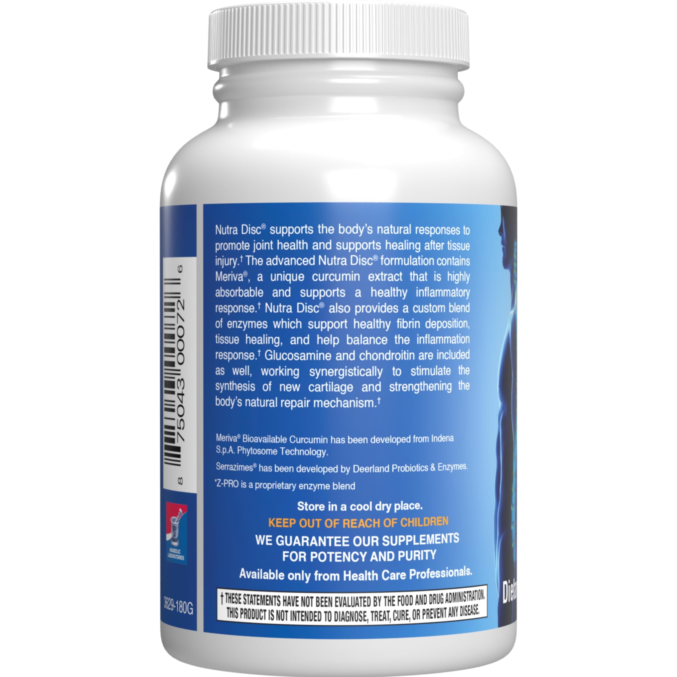 Nutra Disc & Joint Support Supplement for Adults - Clinically Formulated with Meriva Curcumin, Glucosamine, Chondroitin & Enzymes - Supports Cartilage, Ligament & Tendon Health - 180 Capsules - Ideal for Active Lifestyles, Sports Recovery & Joint Pain Relief