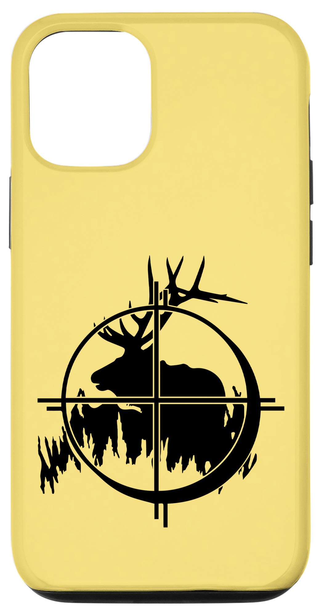 Funny Elk Hunting Deer iPhone 12/12 Pro Case - Yellow Buck Doe Stag Fawn Design - Perfect for Outdoor Enthusiasts & Hunting Lovers