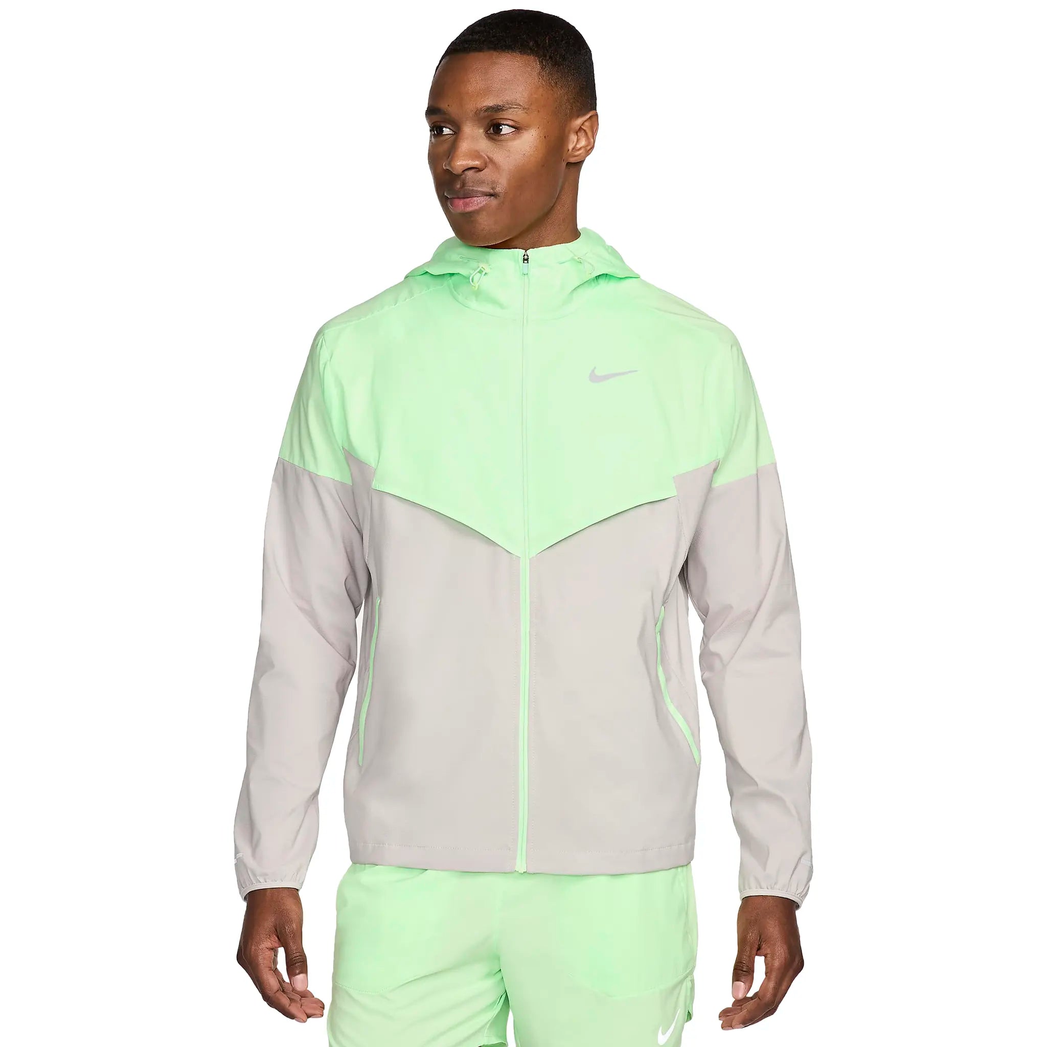 Nike Repel Packable Windrunner Jacket - Vapor Green & Iron Ore - Waterproof & Lightweight for Outdoor Running, Hiking & Travel