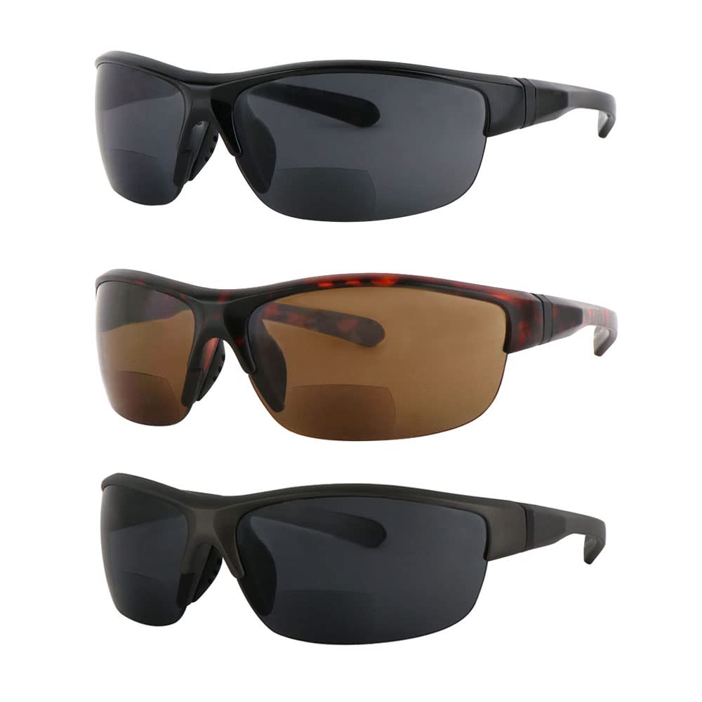 Bifocal Sunglasses for Men & Women - Polarized Wrap Around Sports Glasses for Reading & Outdoor Activities
