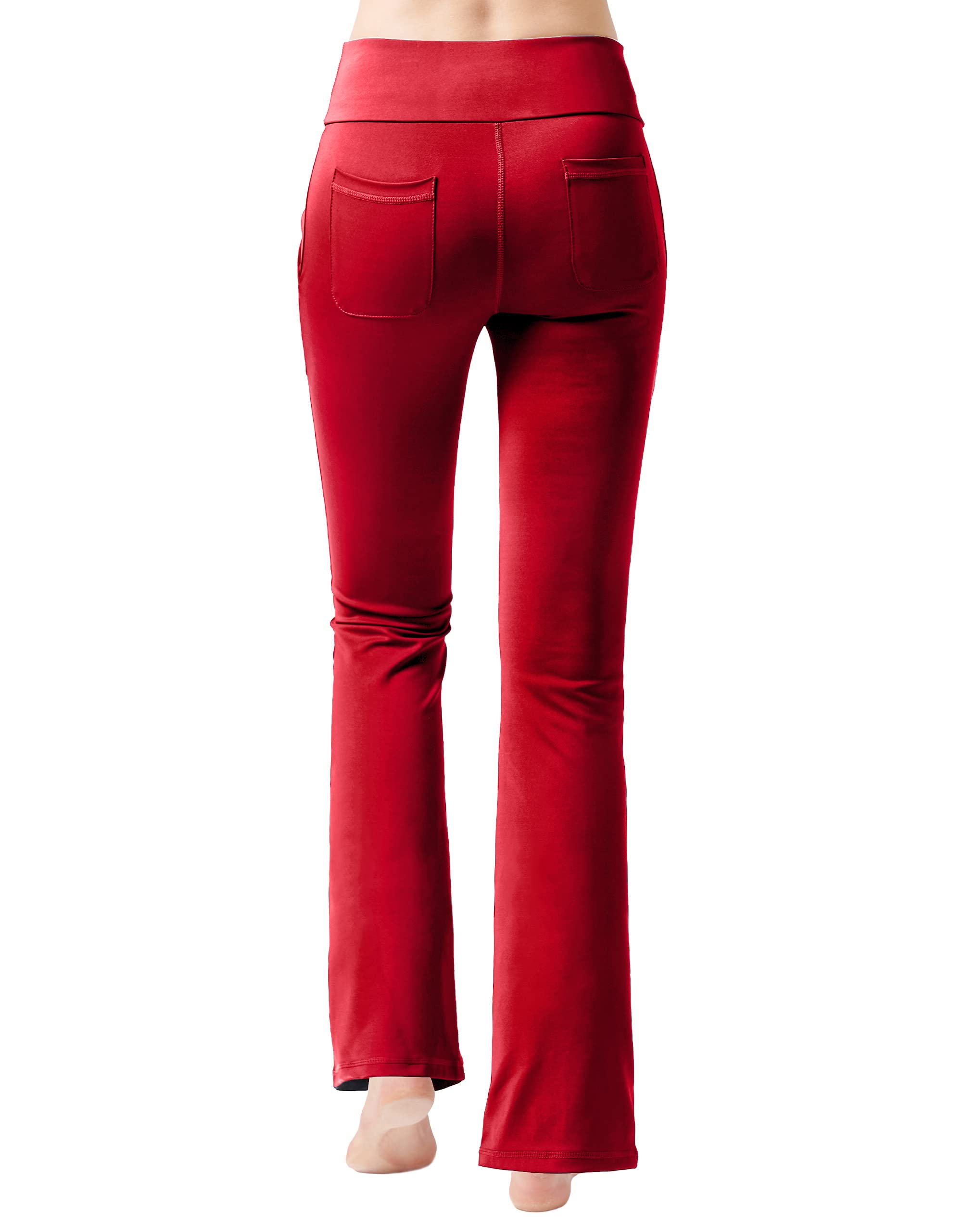 Nuveti Women's High Waisted Bootcut Yoga Pants with 4 Pockets - Tummy Control Workout & Work Pants for Yoga, Gym, Office & Casual Wear