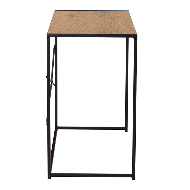 BRADFORD 100cm Study Desk with Natural Wood & Black Finish - Perfect for Home Office, Student Dorm Room or Small Space Working