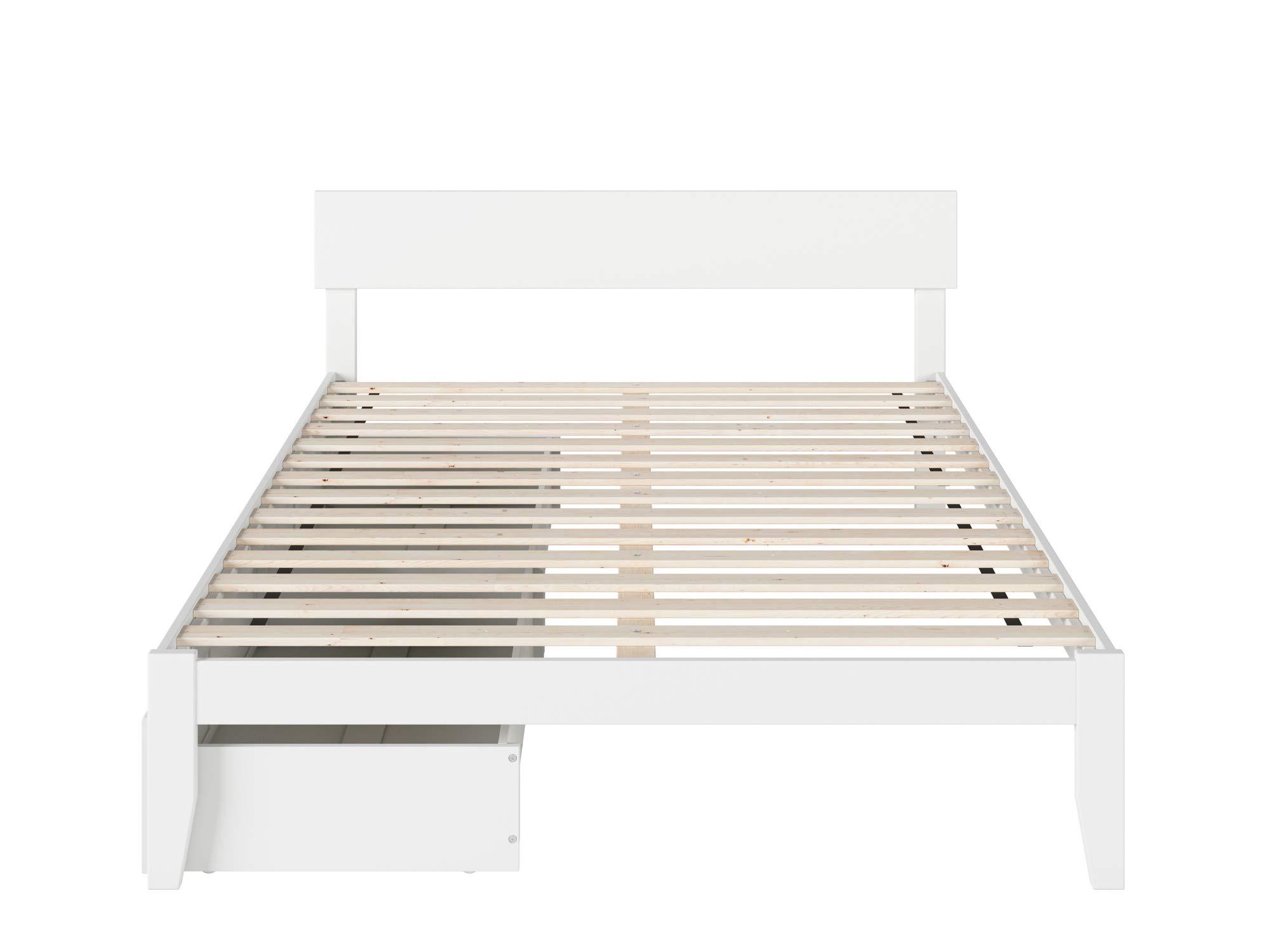 AFI Boston Queen Size Bed Frame with Underbed Storage Drawers in White - Perfect for Small Bedrooms & Guest Rooms