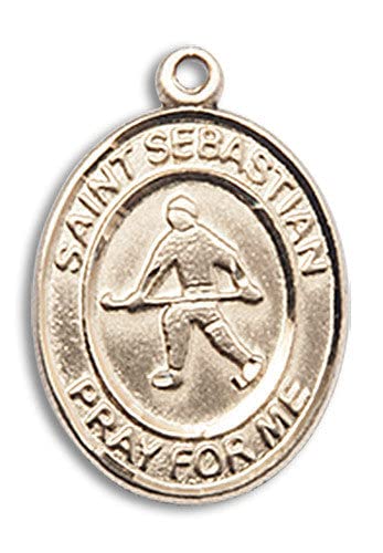 14K Gold Filled St. Sebastian Medal Pendant Necklace - Religious Jewelry Gift for Field Hockey Players - Perfect for Games, Tournaments & Team Spirit