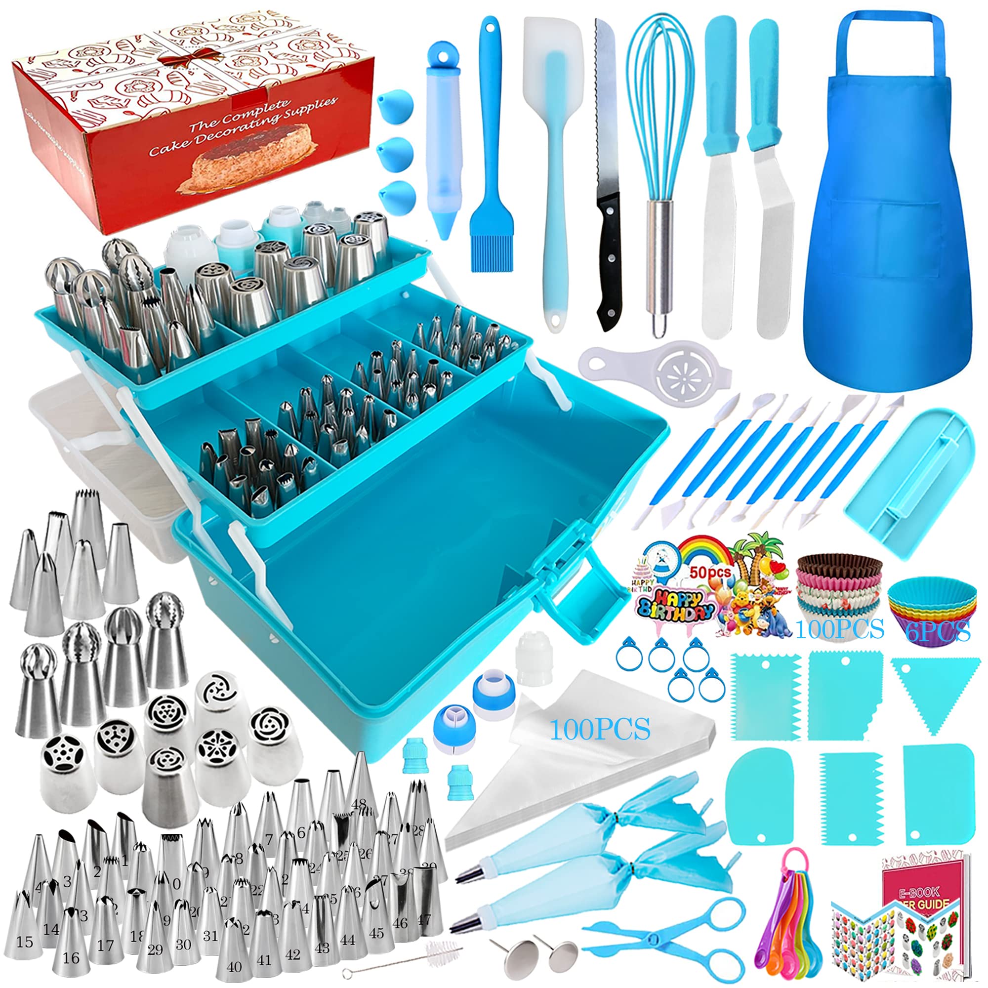 368Pcs Cake Decorating Tools Kit with Storage Case - Baking Supplies for Beginners - Icing Piping Bags, Tips Set for Cookies, Cupcakes & Cake Frosting - Perfect for Home Baking, Birthday Parties & Wedding Cake Decorating
