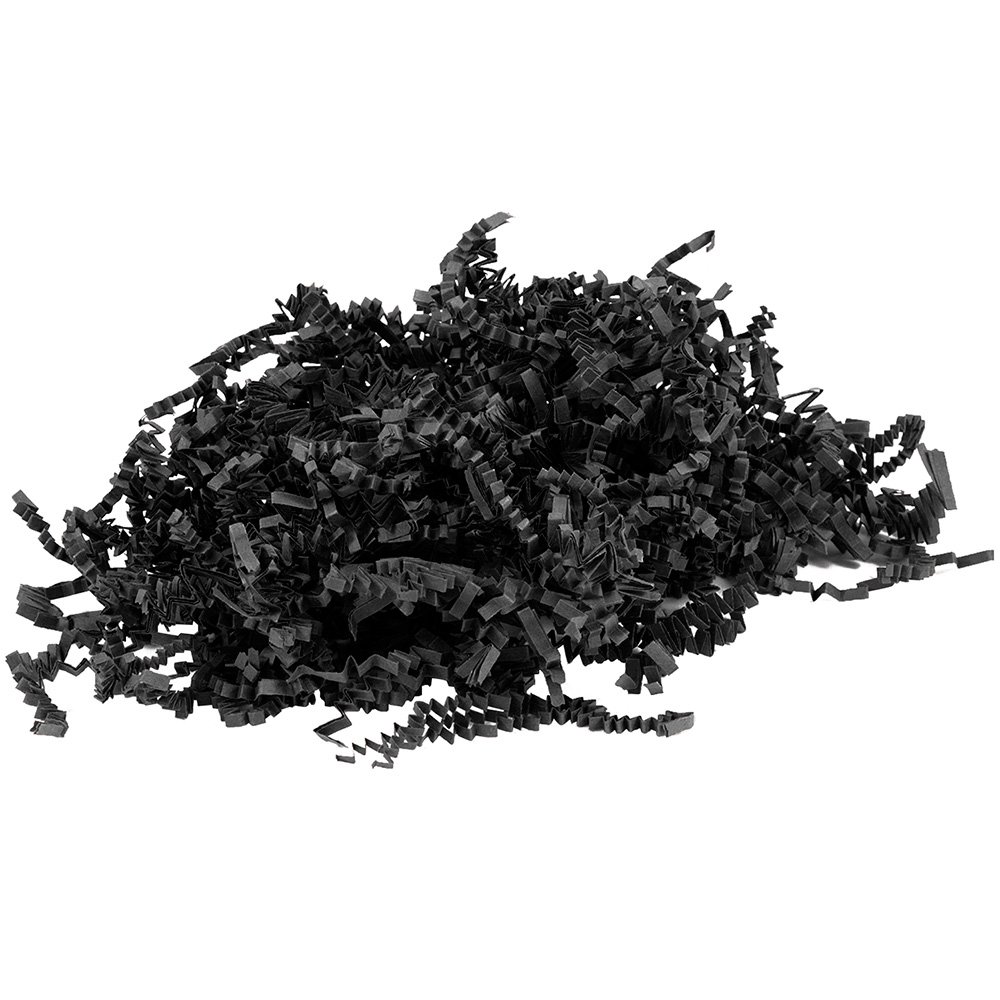 JAM PAPER Crinkle Cut Shred Tissue Paper - Black - 40 lb/box - Perfect for Gift Wrapping, Party Decorations & Craft Projects