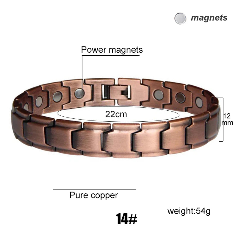 Men's Magnetic Health Bracelet - Pure Copper Energy Bracelet with Blood Pressure Magnets | Pain Relief & Improved Circulation | Perfect for Fitness, Work & Daily Wear