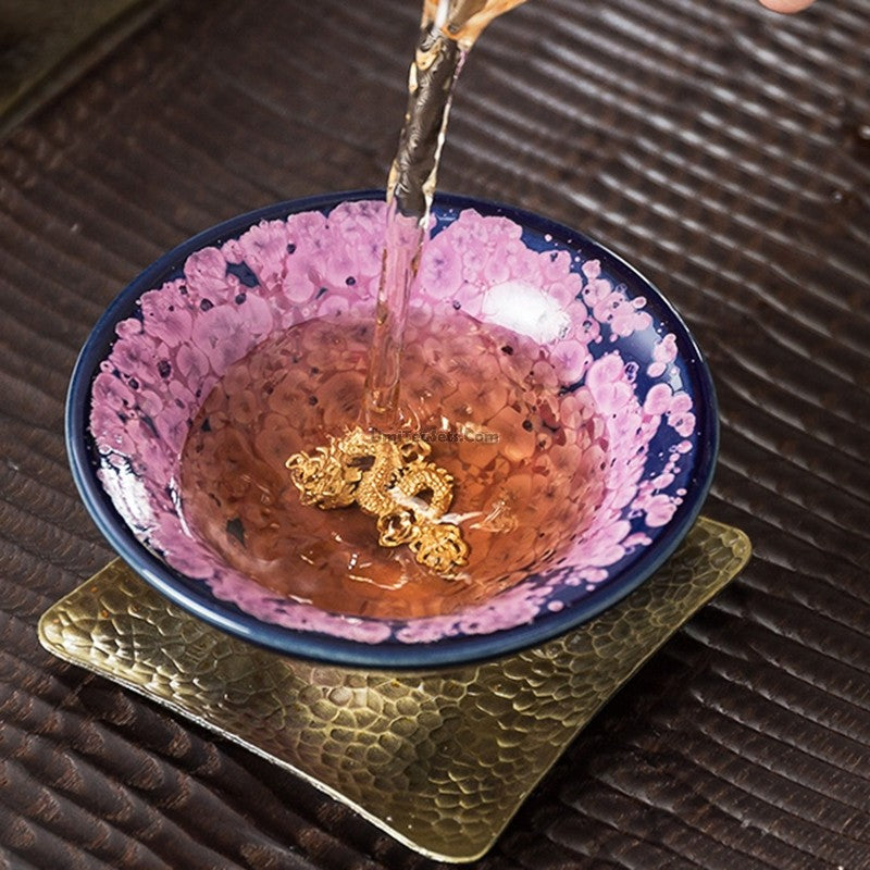 Handmade Jianzhan Purple Gongfu Tea Cup - Authentic Sterling Silver Lined - Perfect for Chinese Tea Ceremony, Zen Meditation & Gift Giving