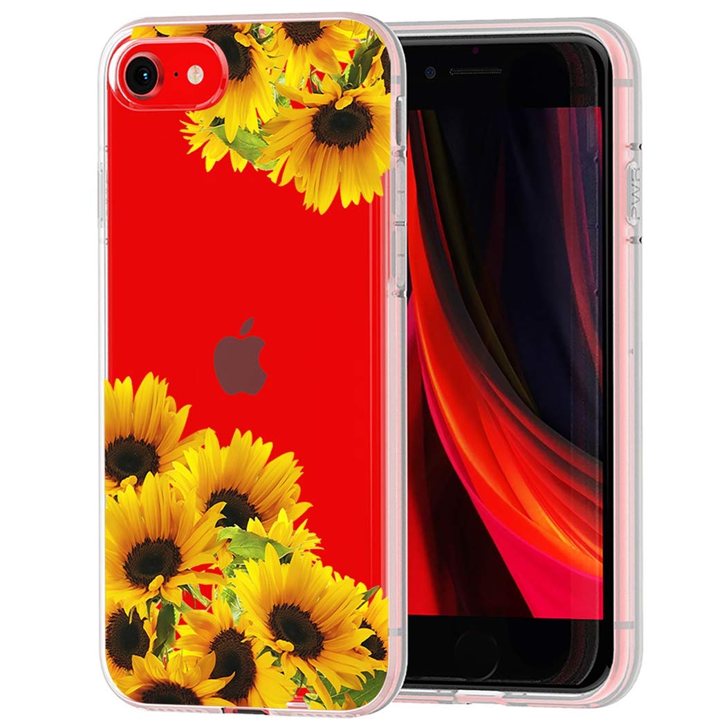 Clear Shockproof TPU Phone Case for iPhone SE 2020/8/7 - Slim Protective Cover with Sunflower Pattern for Women & Girls | Perfect for Everyday Use, Work & Travel