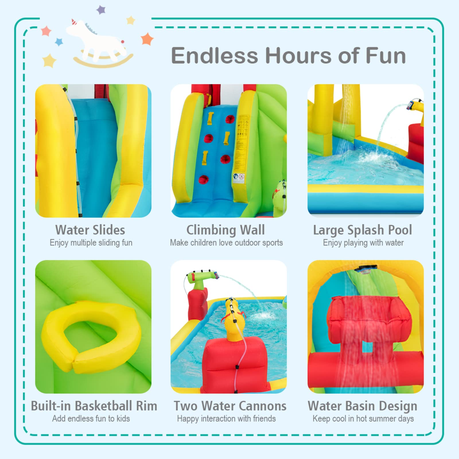 **BOUNTECH Inflatable Water Slide for Kids & Adults - Mega Waterslide Park with 480W Blower, Climbing Wall & Water Basin - Backyard Outdoor Party Fun for Family, Summer, Birthdays & Events**