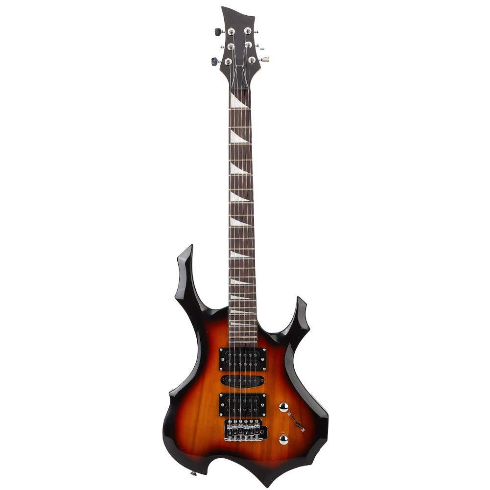 Keenso 38 Inch Electric Guitar with Rosewood Fingerboard & Flame Acoustic Design - 6 String Instrument for Beginners, Professionals & Live Performances - Perfect for Rock, Blues & Studio Recording